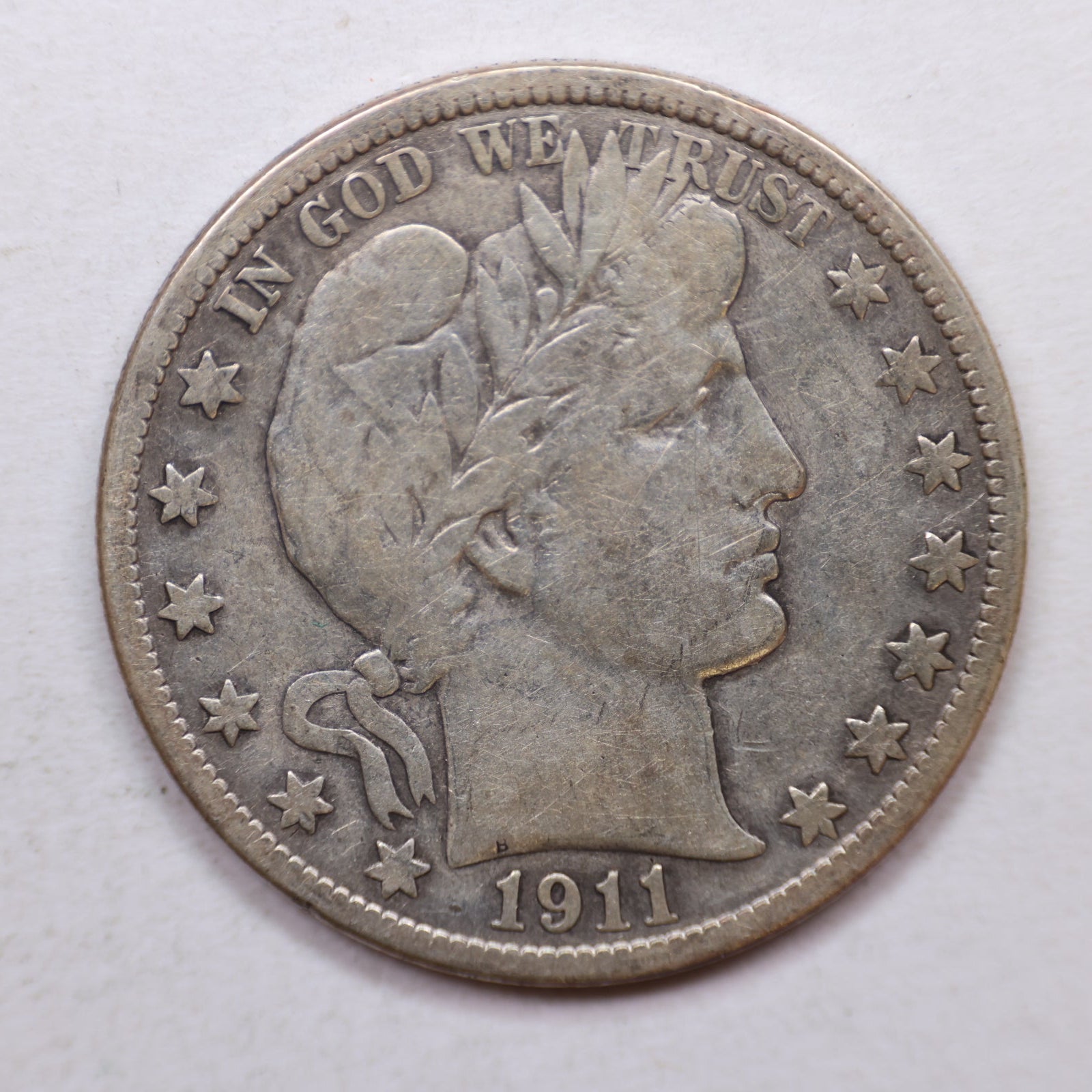 1911 Barber Silver Half Dollar, Nice Very Good Circulated Coin, Store Sale #HR1106.