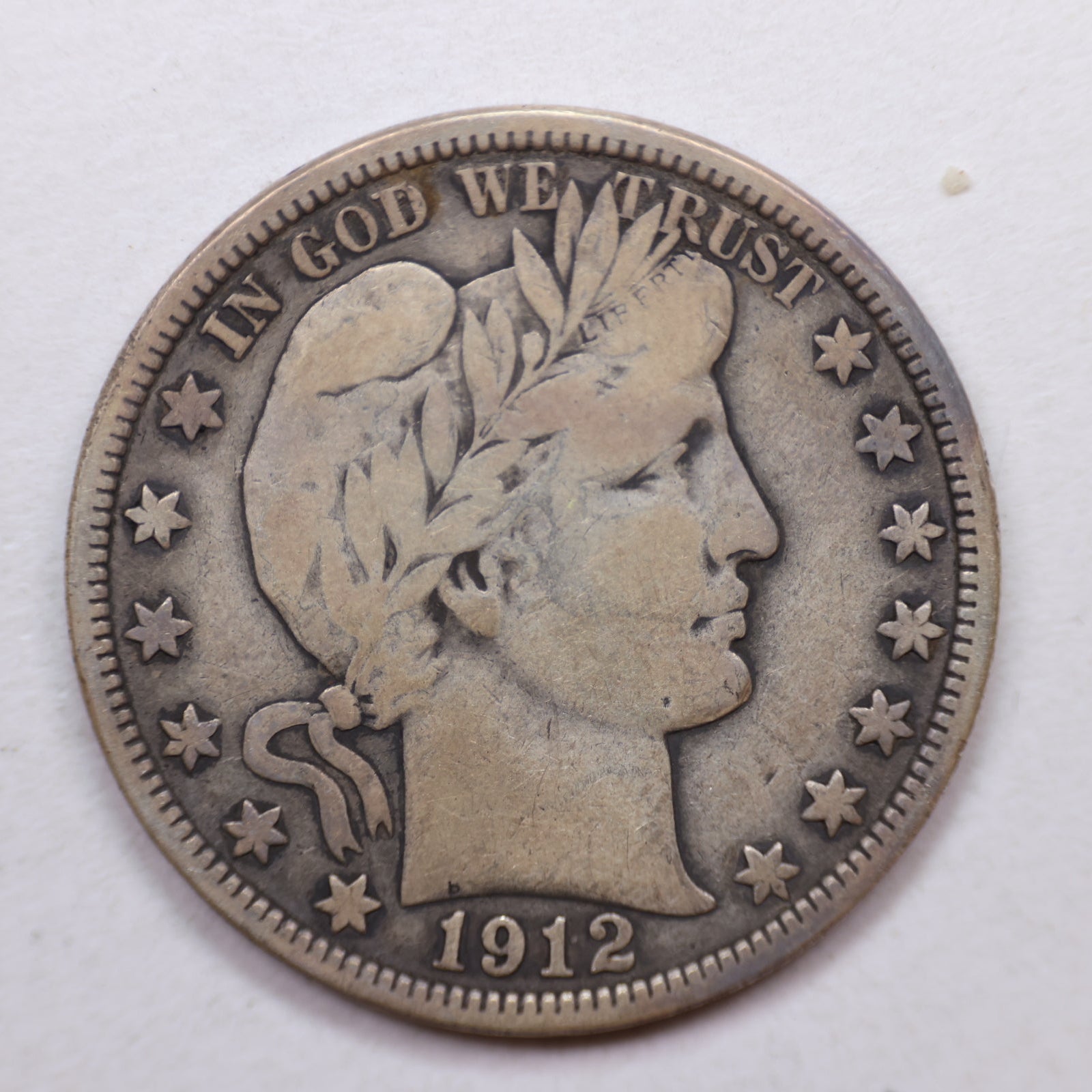 1912 Barber Silver Half Dollar, Nice Fine Circulated Coin, Store Sale #HR1110.