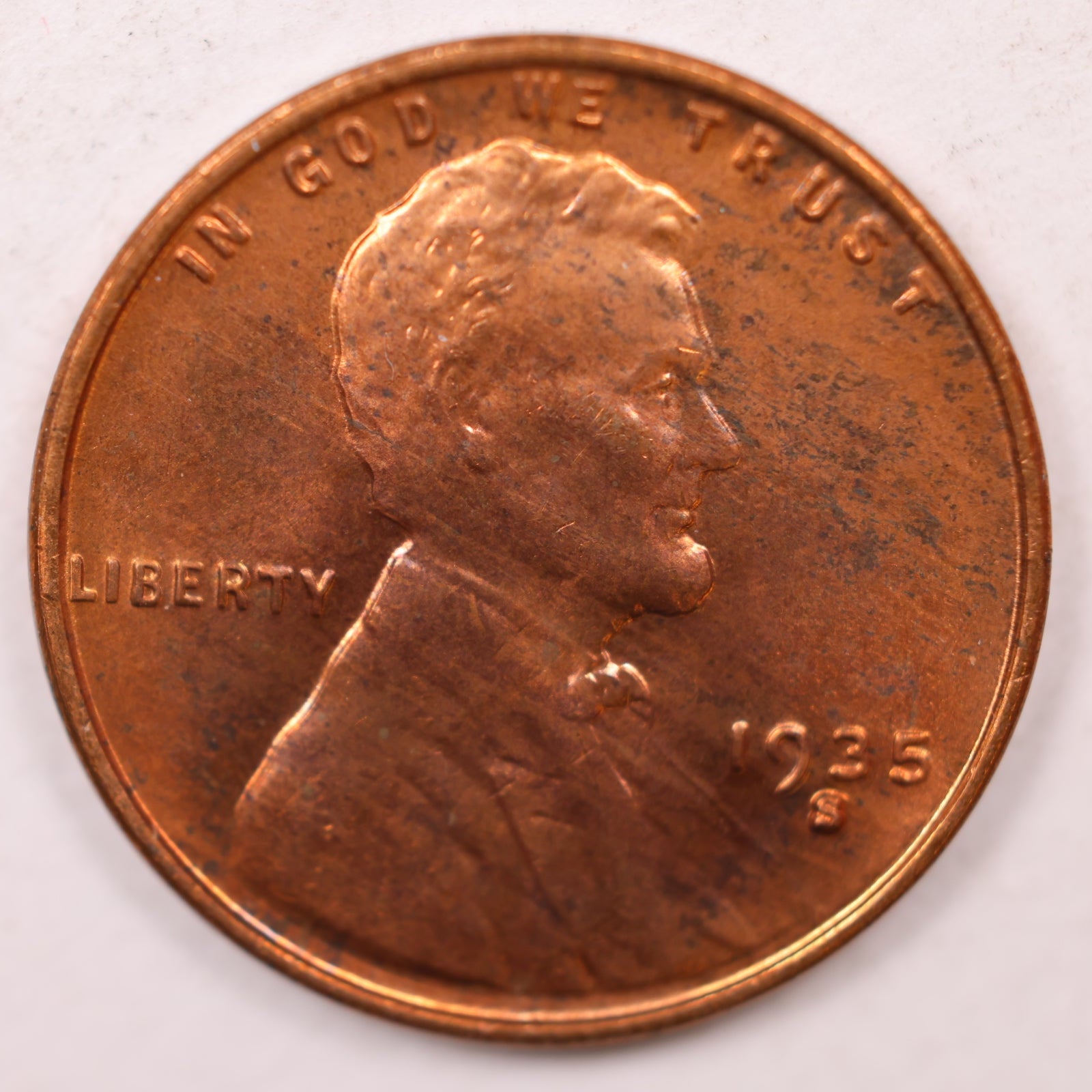 1935-S Lincoln Cent, Mint State RD Uncirculated Coin, Store #CT1068
