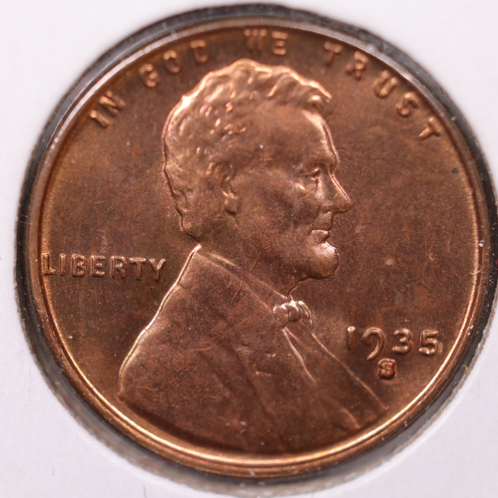 1935-S Lincoln Cent, Mint State RD Uncirculated Coin, Store #CT1069
