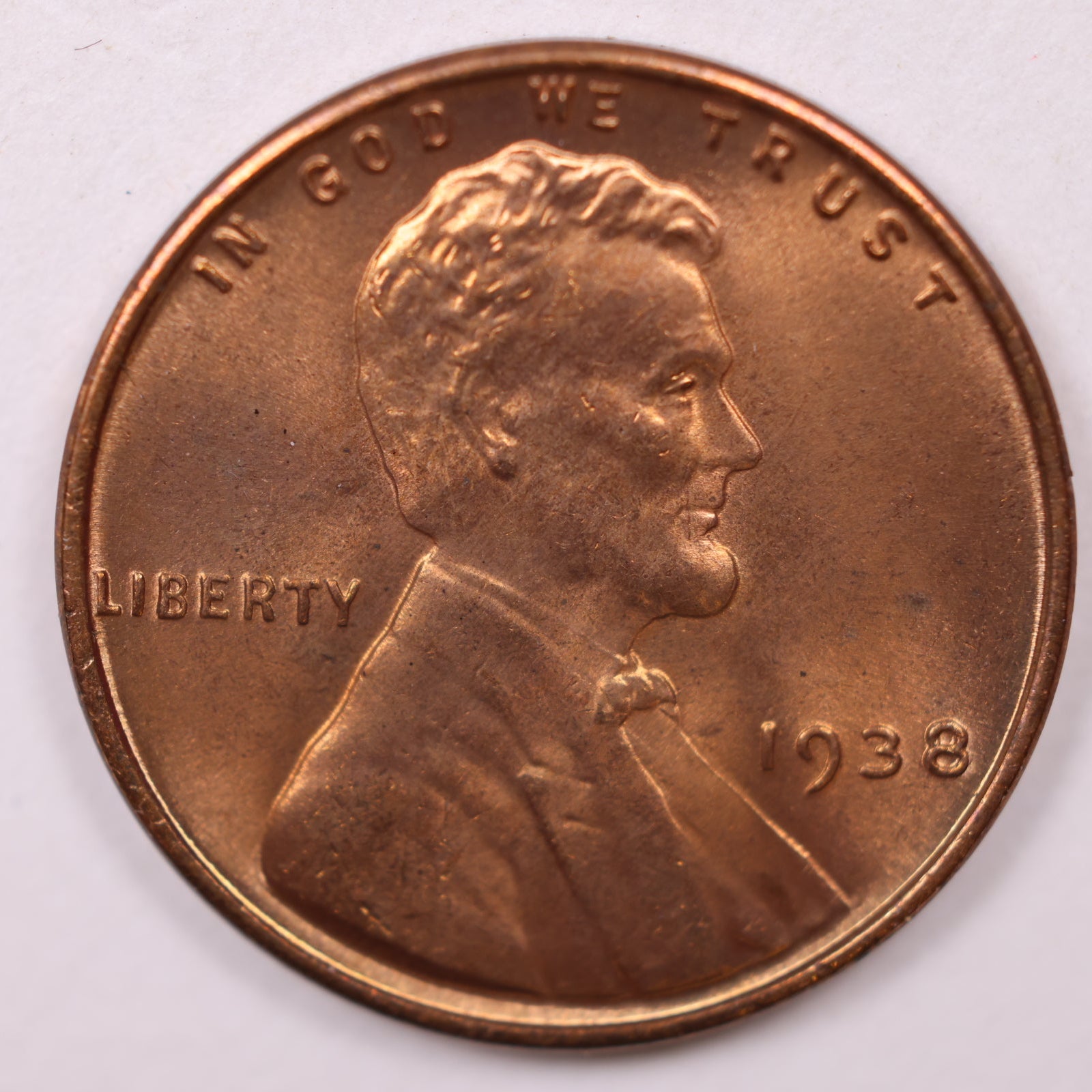 1938 Lincoln Cent, Mint State RD Uncirculated Coin, Store #CT1092