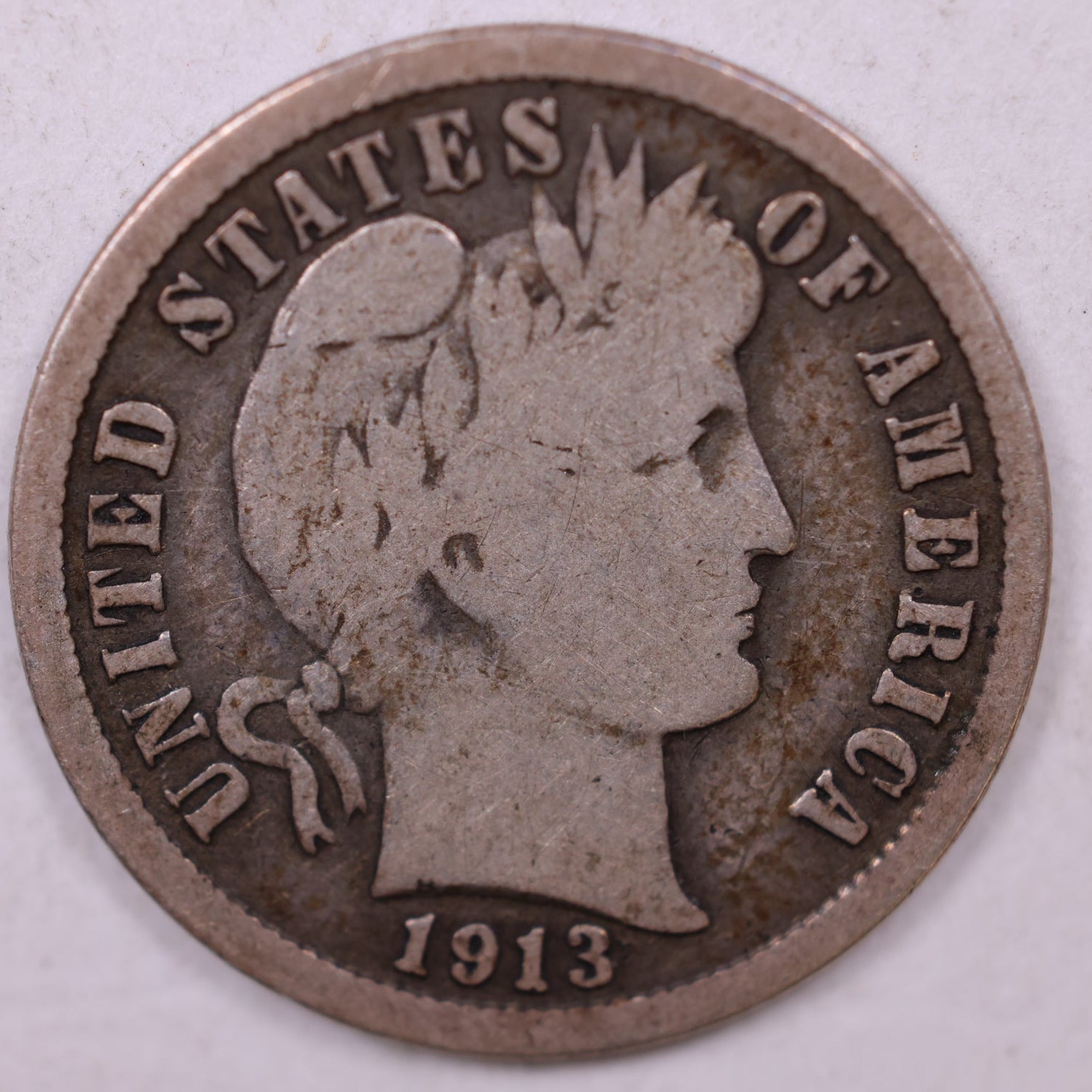 1913-S Barber Dime, Very Good Circulated Coin, Store #DE0815