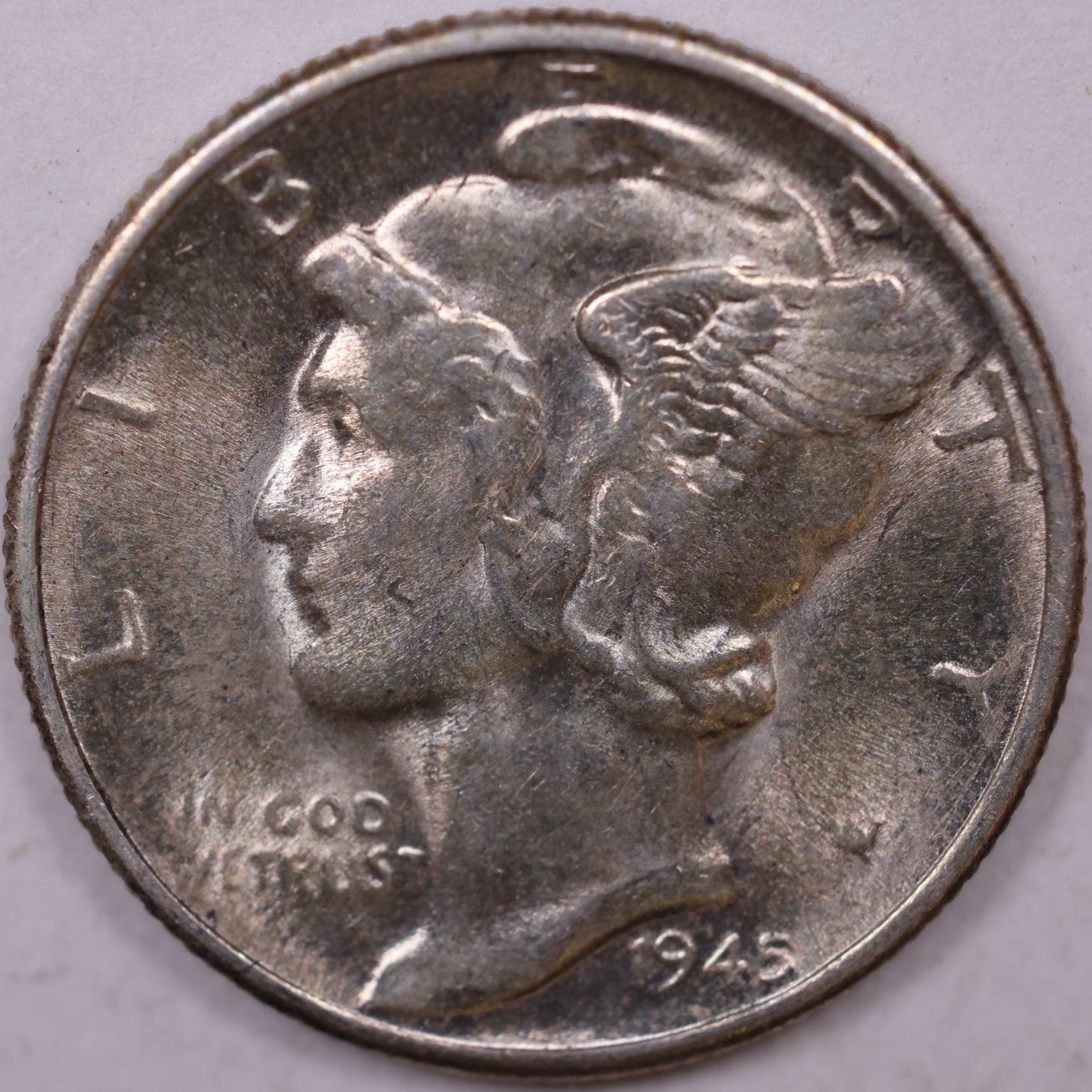 1945-D Mercury Dime, Mint State Uncirculated Coin, Store #DE0818