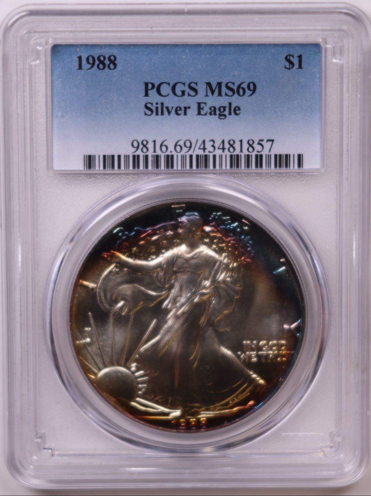 1988 American Silver Eagle Toner, PCGS MS-69, Store#AE0302