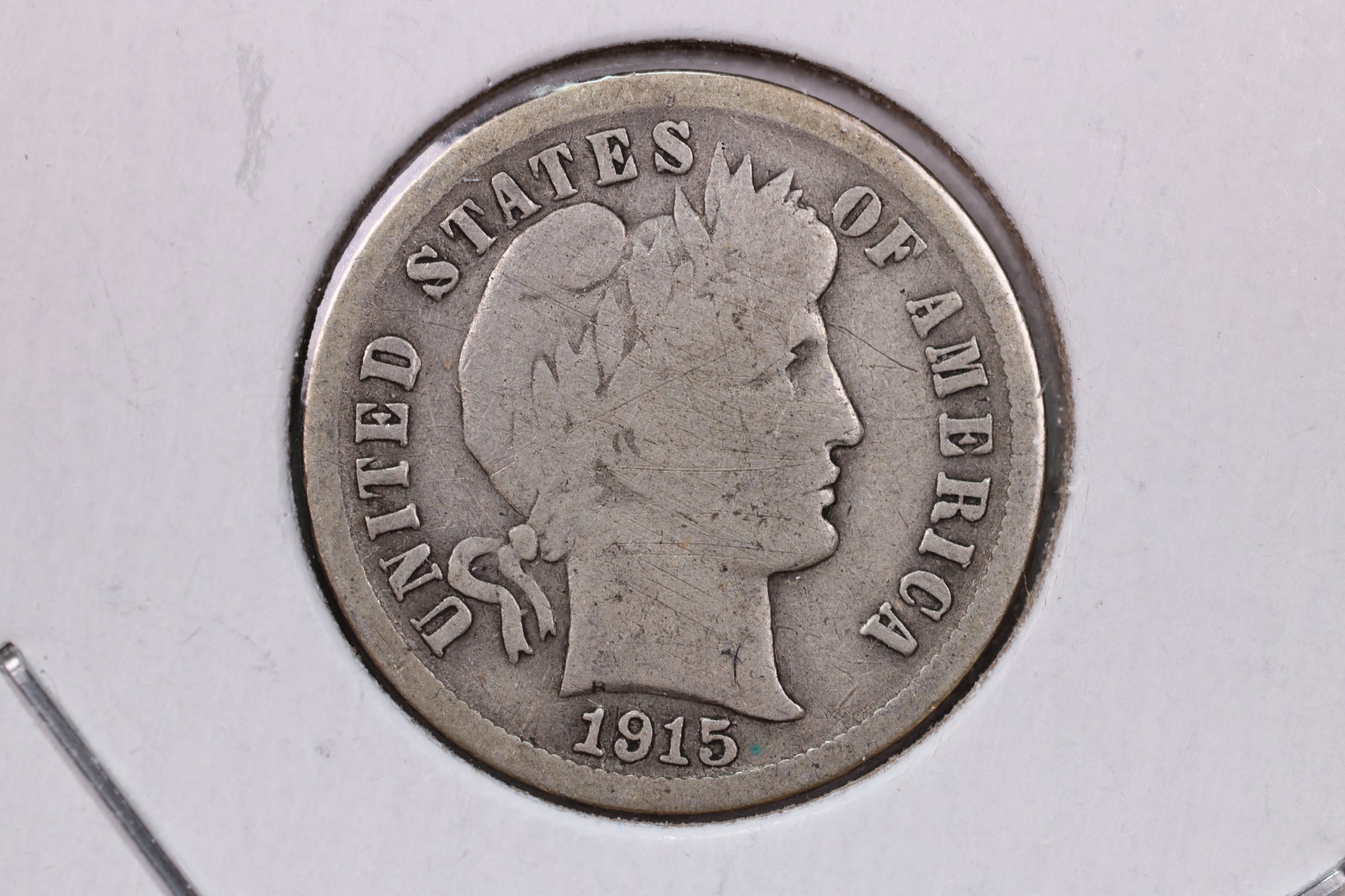 1915 10 Cent., Barber Silver Dime., Very Good., Coin., Store #1687