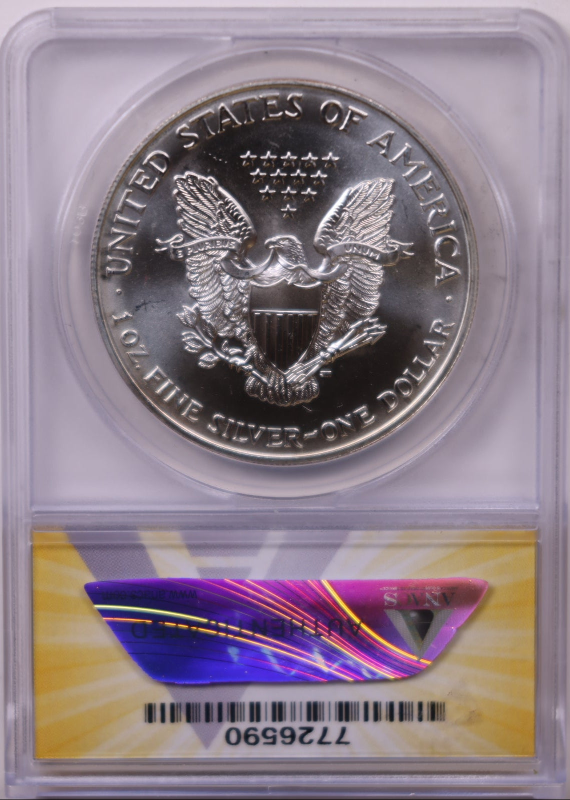 1998 American Silver Eagle Toner, ANACS MS-67, Store#AE0309
