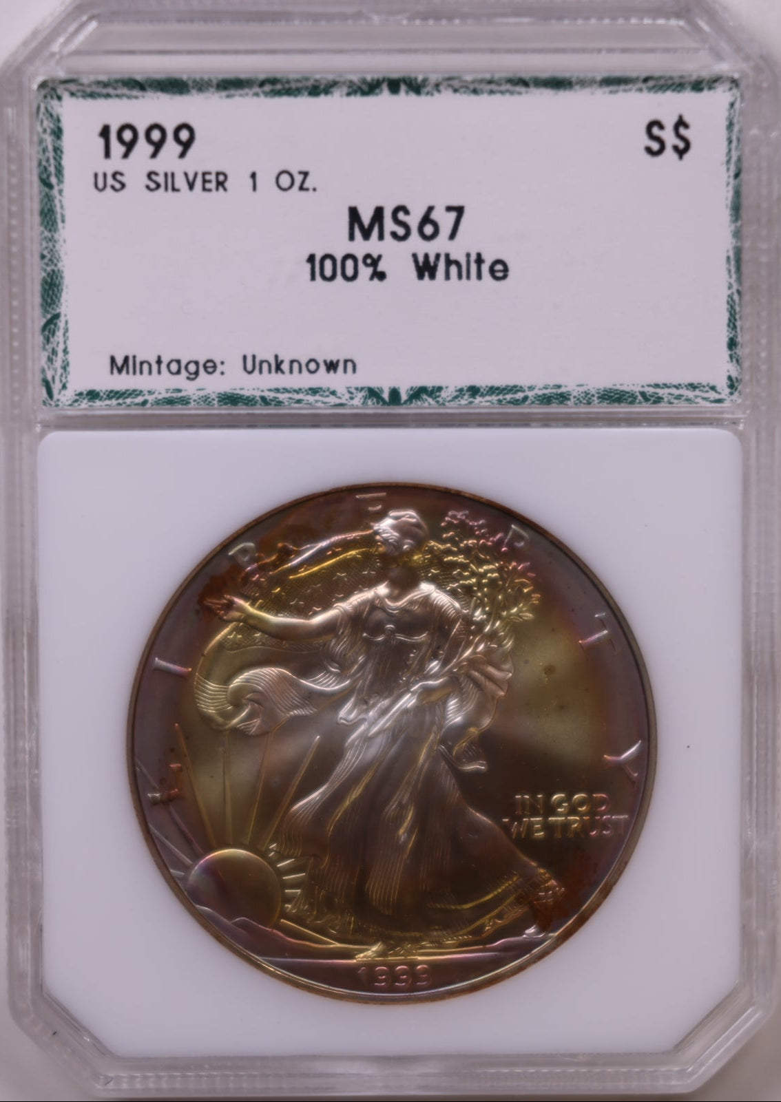 1999 American Silver Eagle Toner, MS-67, Store#AE0312