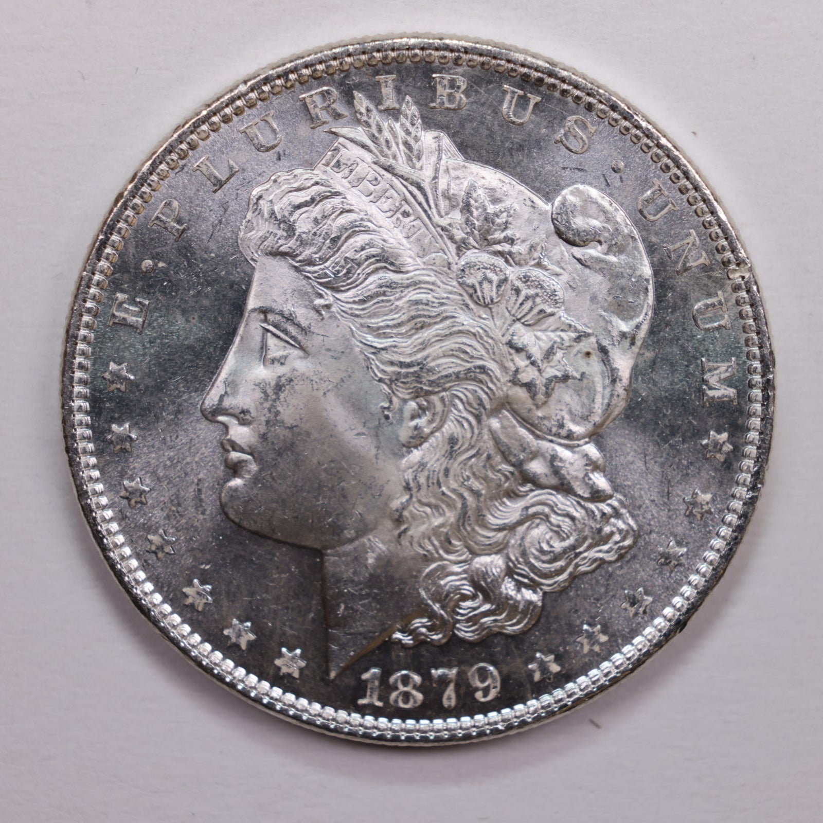 1879 Morgan Silver Dollar., Mint State, Proof Like., Store Sale #DR0618