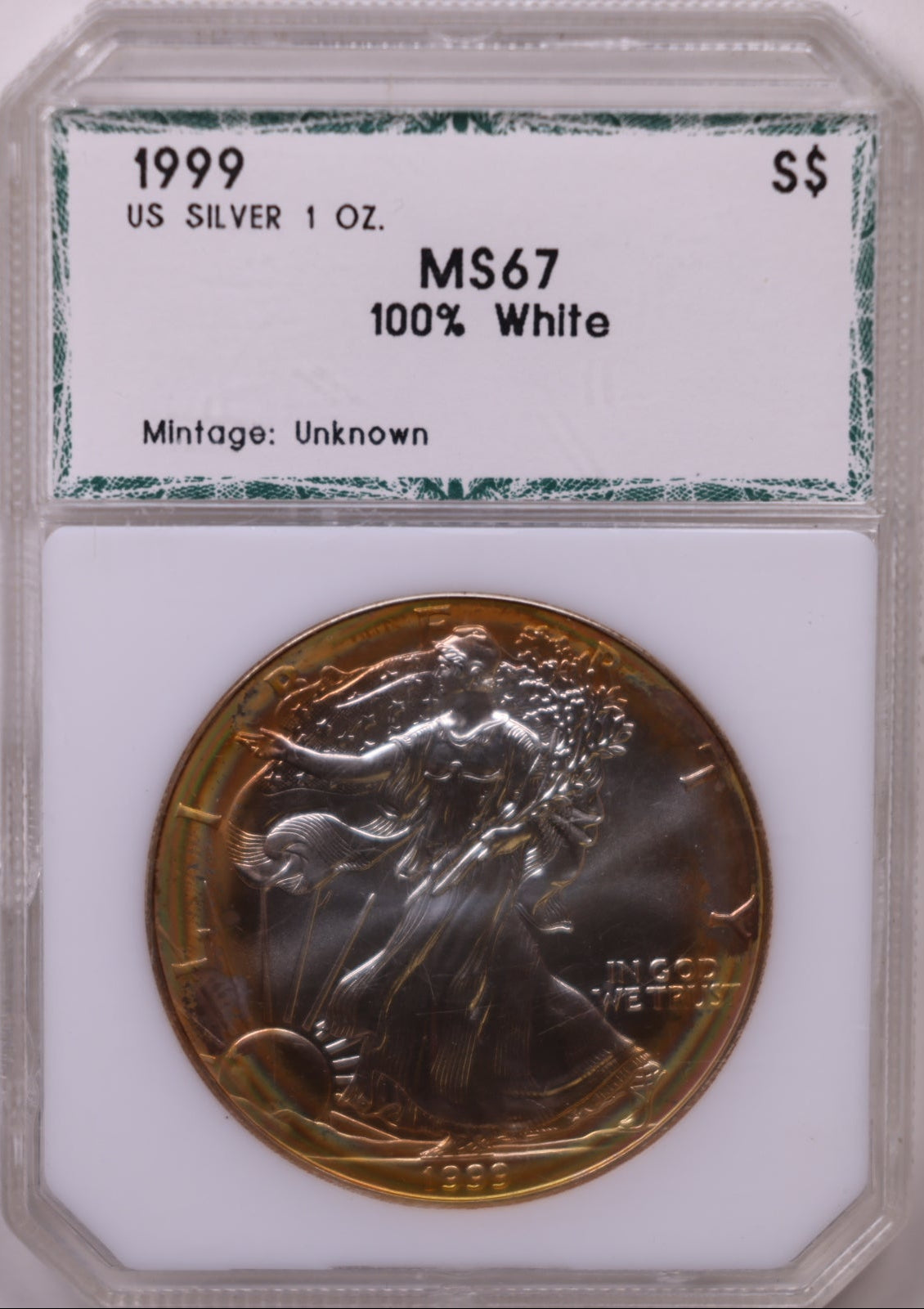 1999 American Silver Eagle Toner, MS-67, Store#AE0314