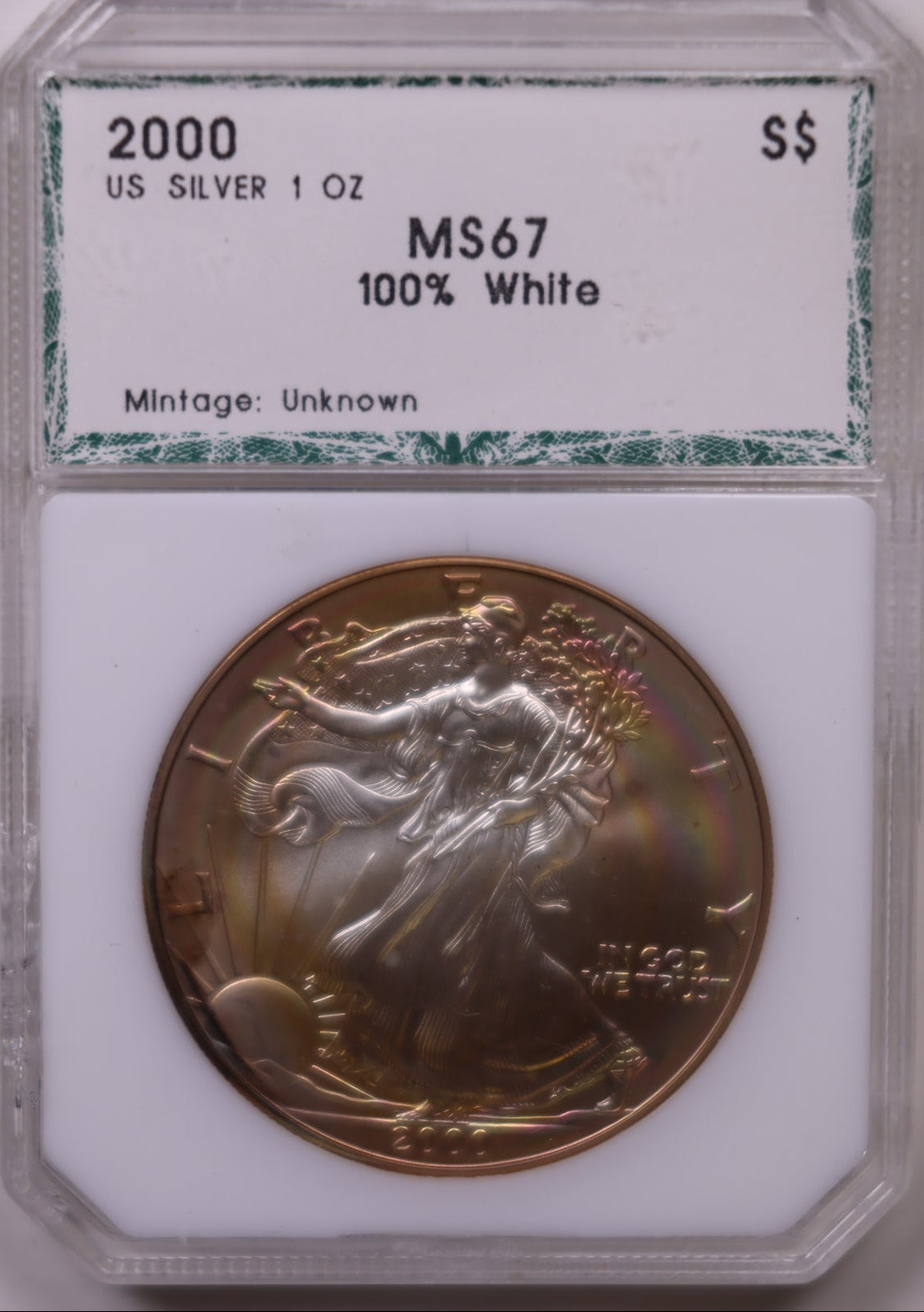 2000 American Silver Eagle Toner, MS-67, Store#AE0315