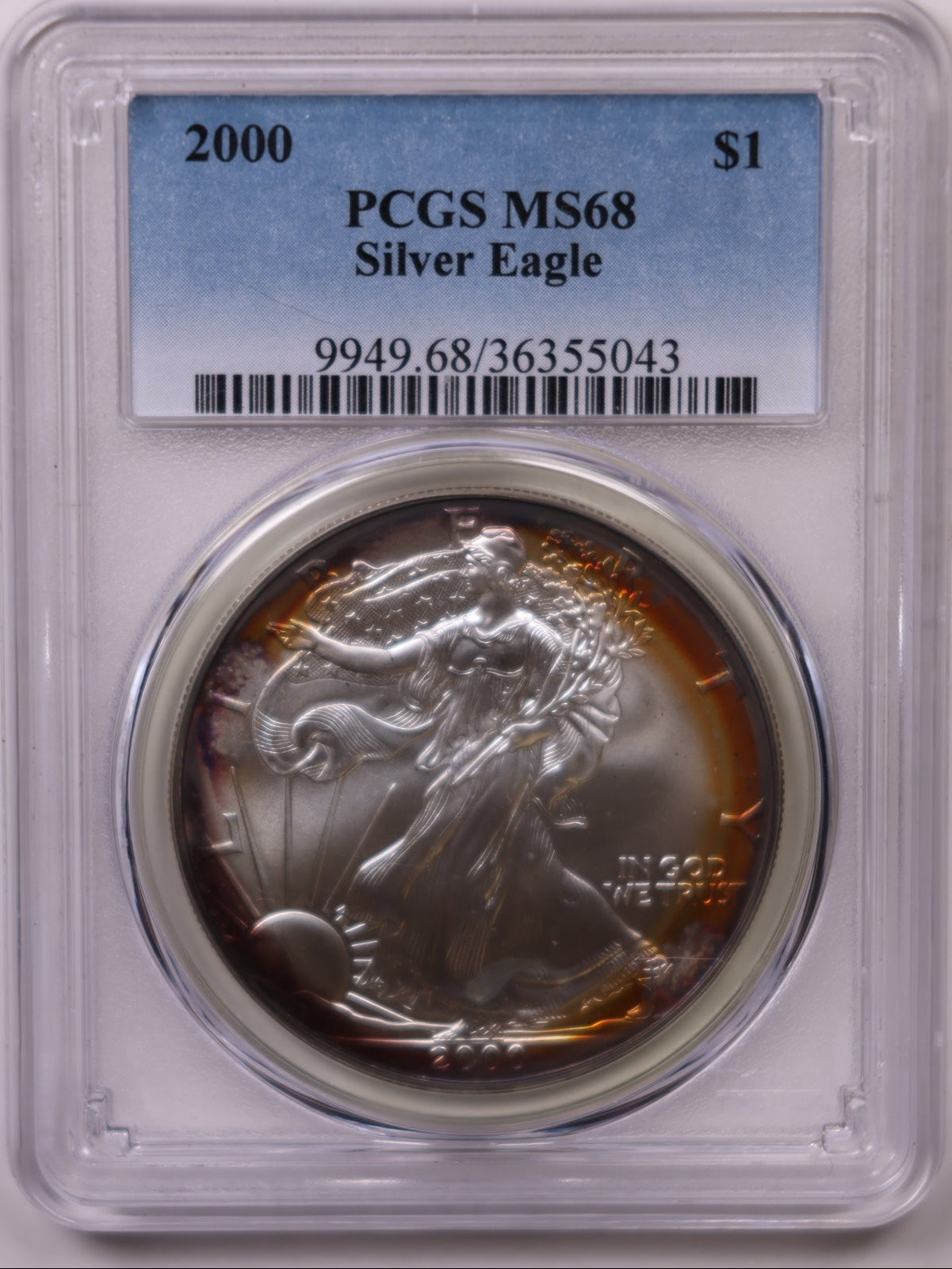 2000 American Silver Eagle Toner, PCGS MS-68, Store#AE0317