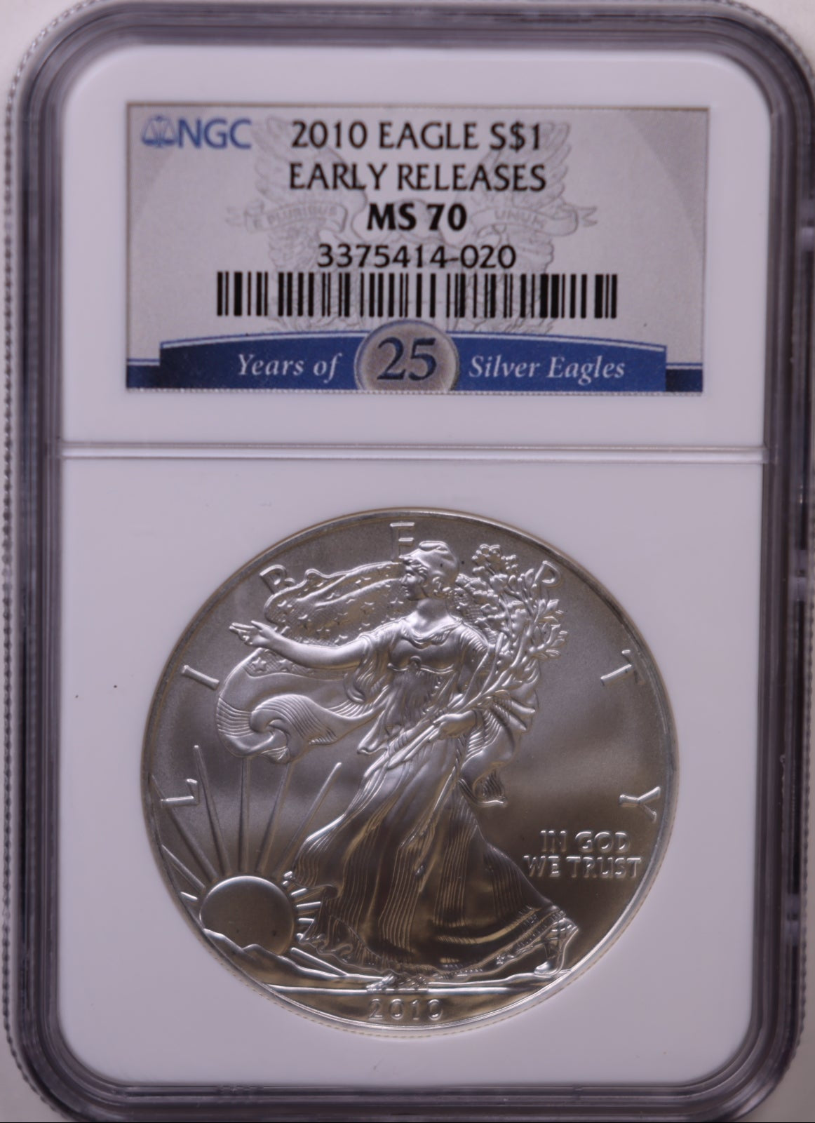 2010 American Silver Eagle, Early Release, NGC MS-70, Store#AE0322