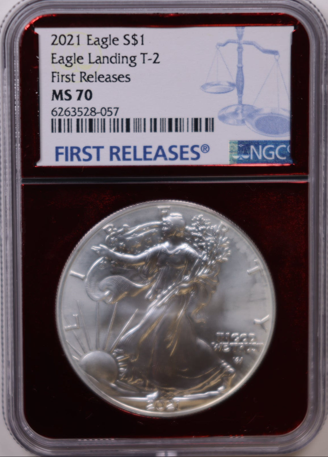 2021 American Silver Eagle Type 2, First Releases, NGC MS-70, Store#AE0362