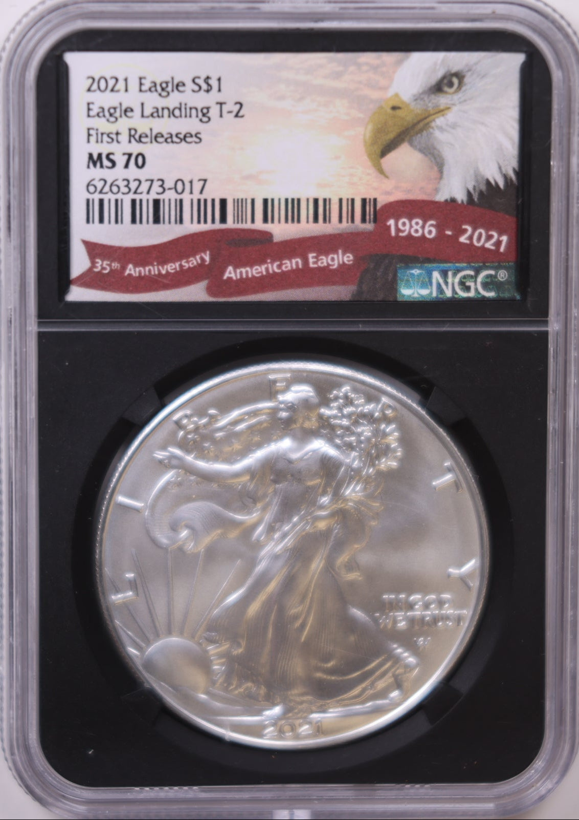 2021 American Silver Eagle Type 2, First Releases, NGC MS-70, Store#AE0363