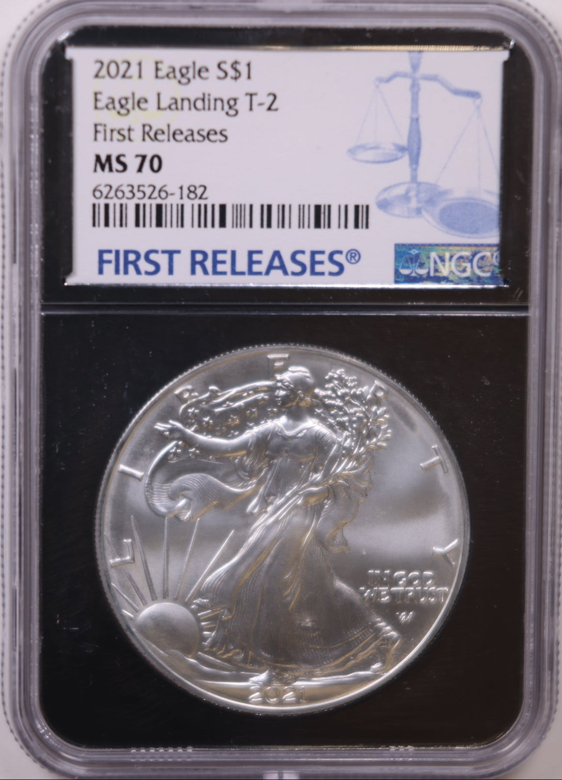 2021 American Silver Eagle Type 2, First Releases, NGC MS-70, Store#AE0365