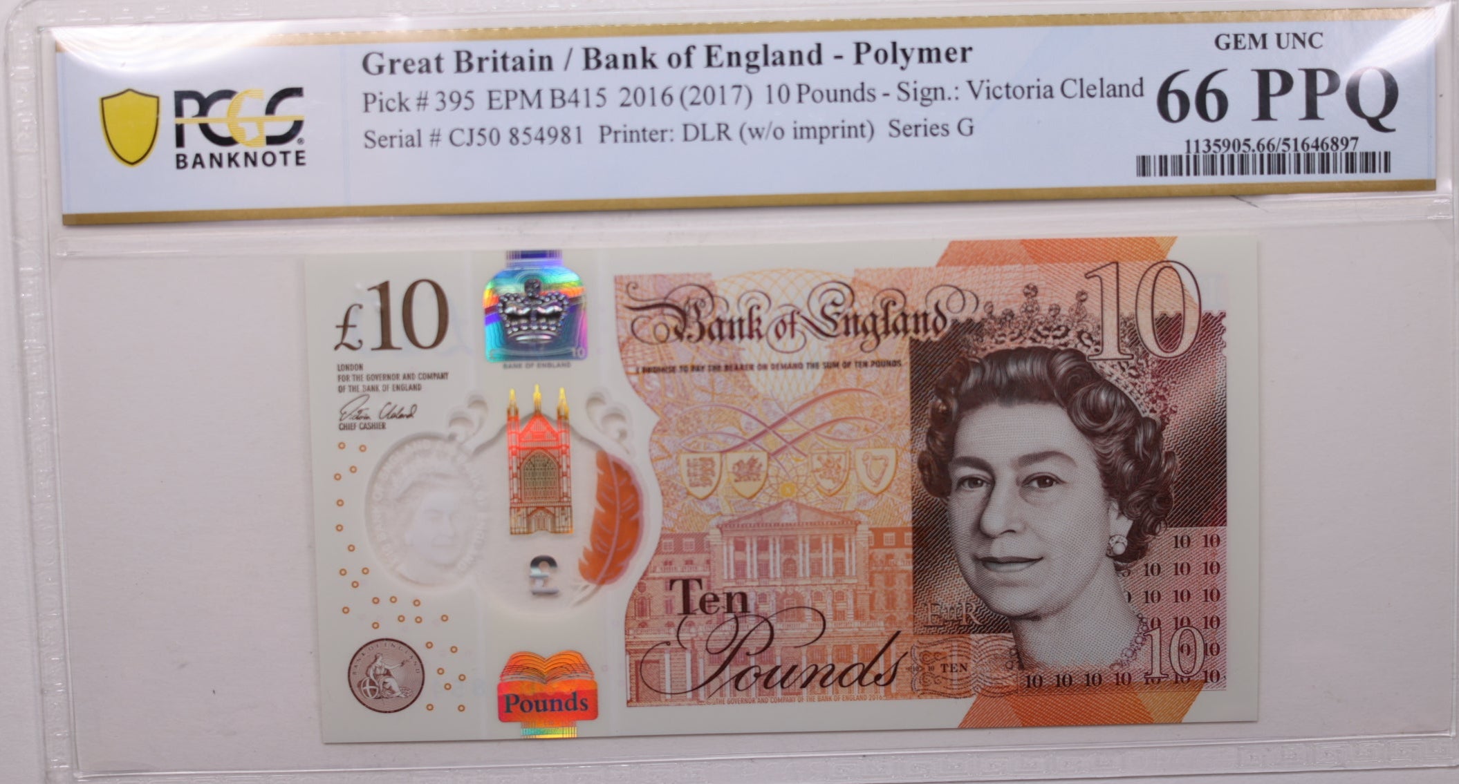 (2017) 10 Pounds, Great Britain., PCGS CU-66 PPQ., Store #GWC030