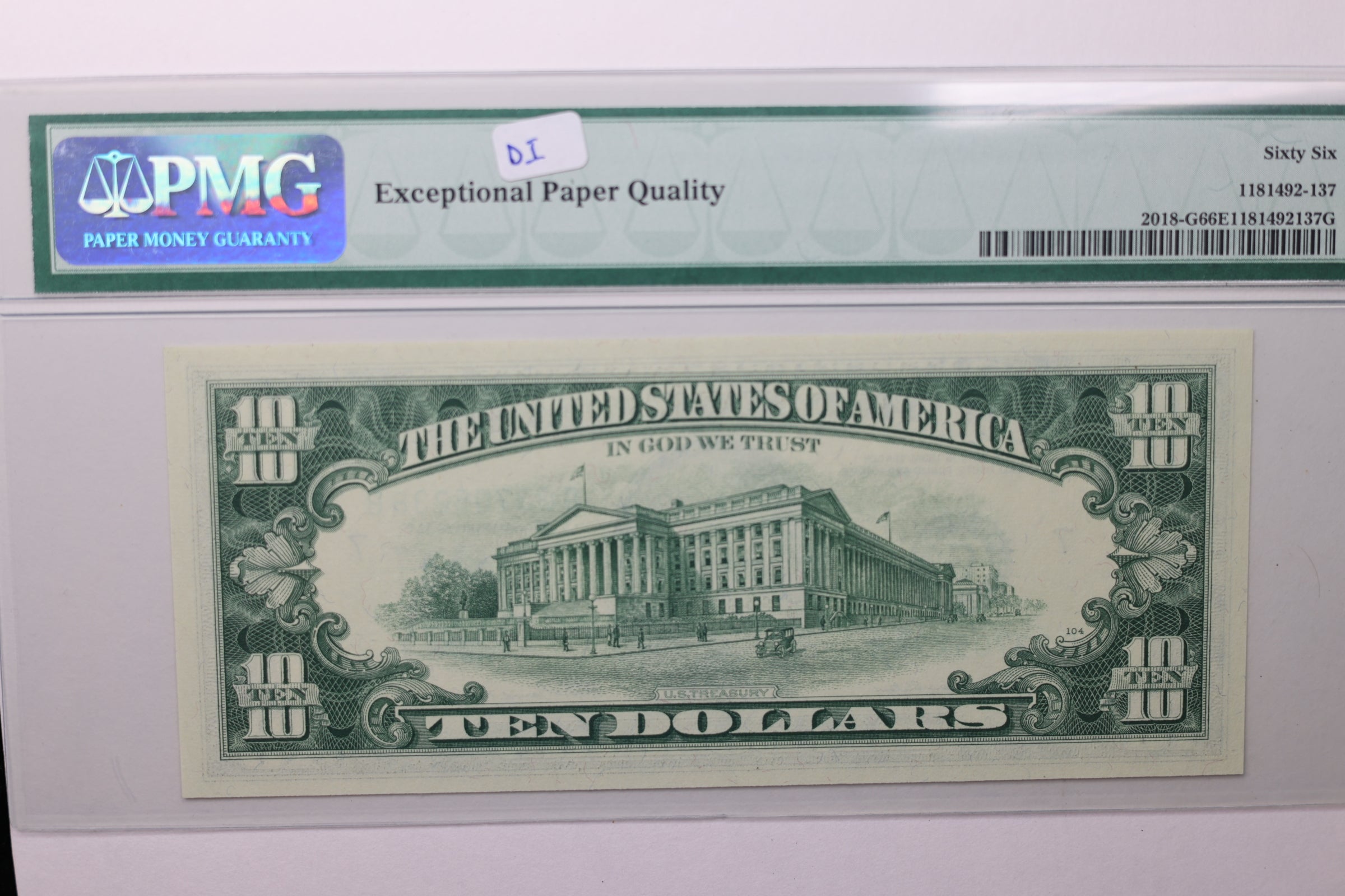 1969 $10 Federal Reserve Note, PMG CU 66 EPQ, Store Sale #GFRB028