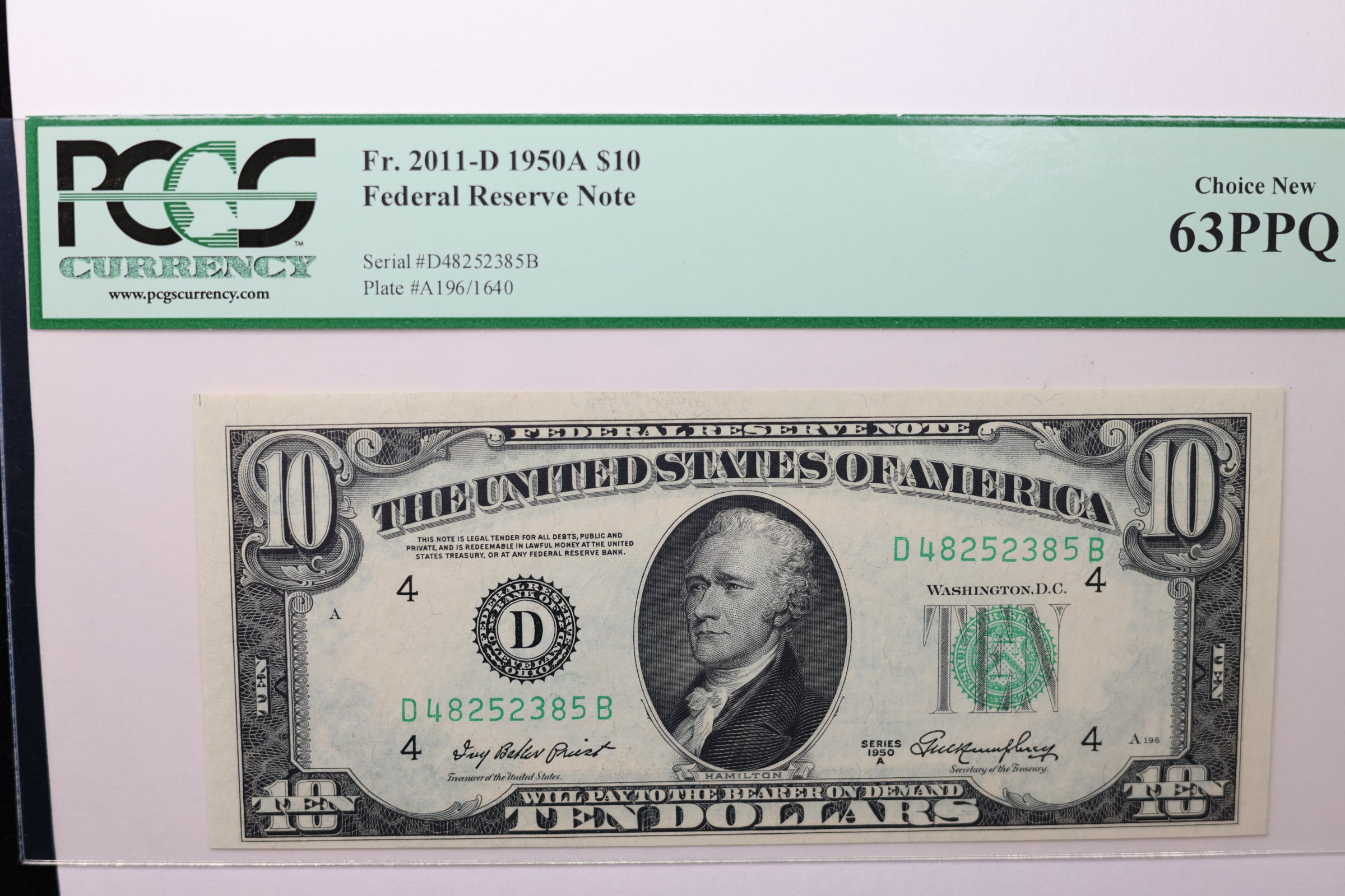 1950A $10 Federal Reserve Note, PCGS 63 PPQ, Store Sale #GFRB045