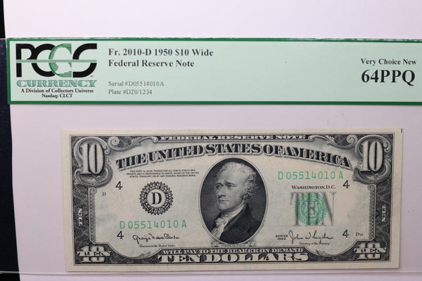 1950 $10 Federal Reserve Note, PCGS 64 PPQ,  Store Sale #035018