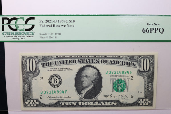 1969C $10 Federal Reserve Note, PCGS 66 PPQ,  Store Sale #035019