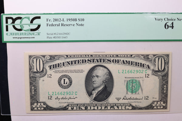 1950B $10 Federal Reserve Note, PCGS 64 PPQ,  Store Sale #035022