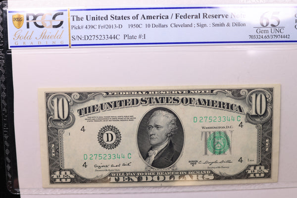 1950C $10 Federal Reserve Note, PCGS 65, PPQ,  Store Sale #035024