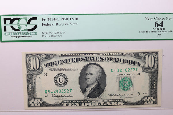 1950D $10 Federal Reserve Note, PCGS 64.,  Store Sale #035028