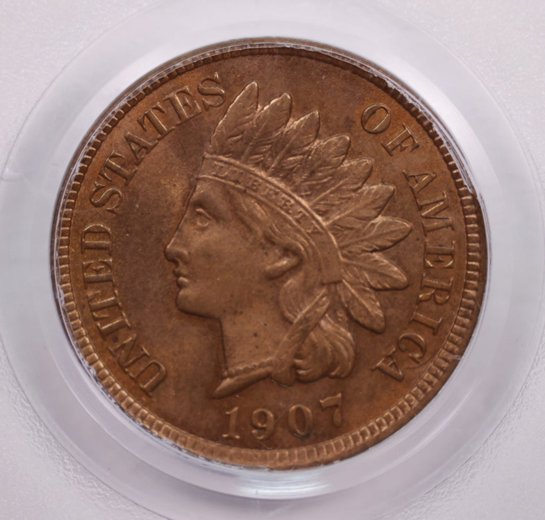 1907 Indian Head Cents., PCGS Graded MS-64 R/B., Store #CT0525
