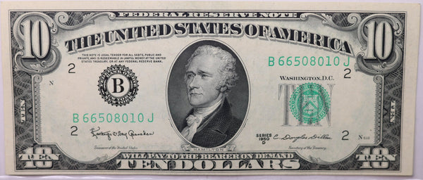 1950D $10 Federal Reserve Note. Crisp Uncirculated., Store Sale #035049