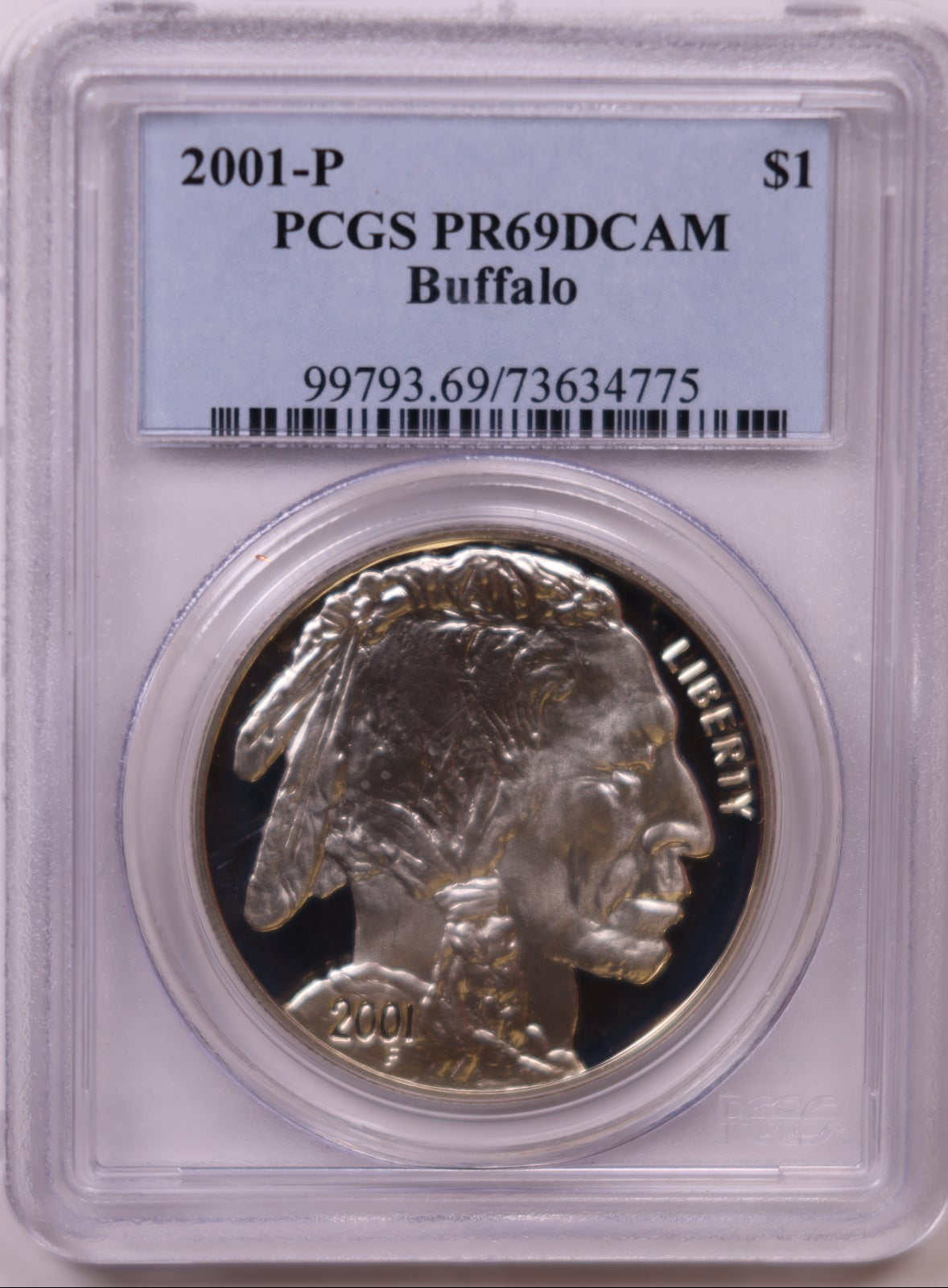 2001-P Buffalo Silver Dollar, PCGS PR-69 Cameo, Store #GMC358