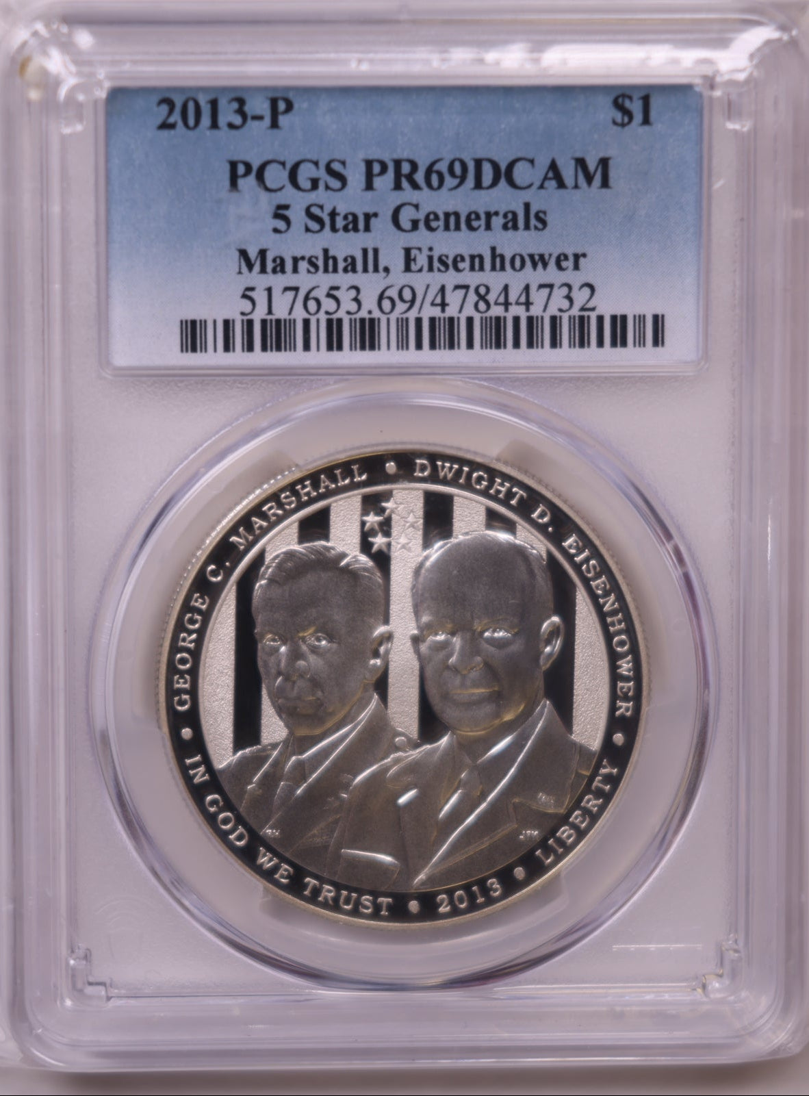 2013-P 5 Star Generals Silver Dollar, PCGS PR-69DCAM, Store #GMC364