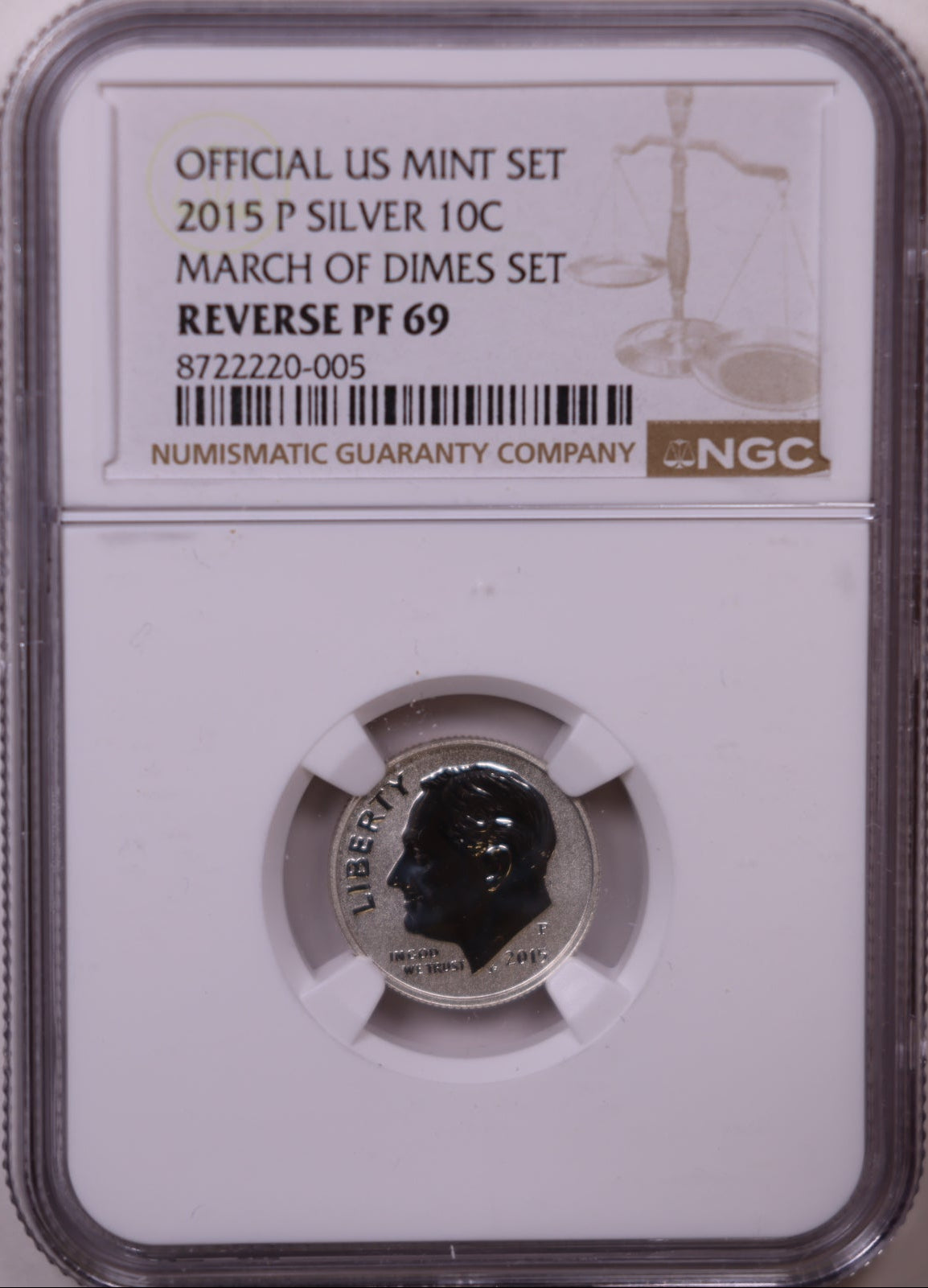 2015-P Silver Dime, March of Dimes Set, NGC Reverse PF-69, Store #GMC367