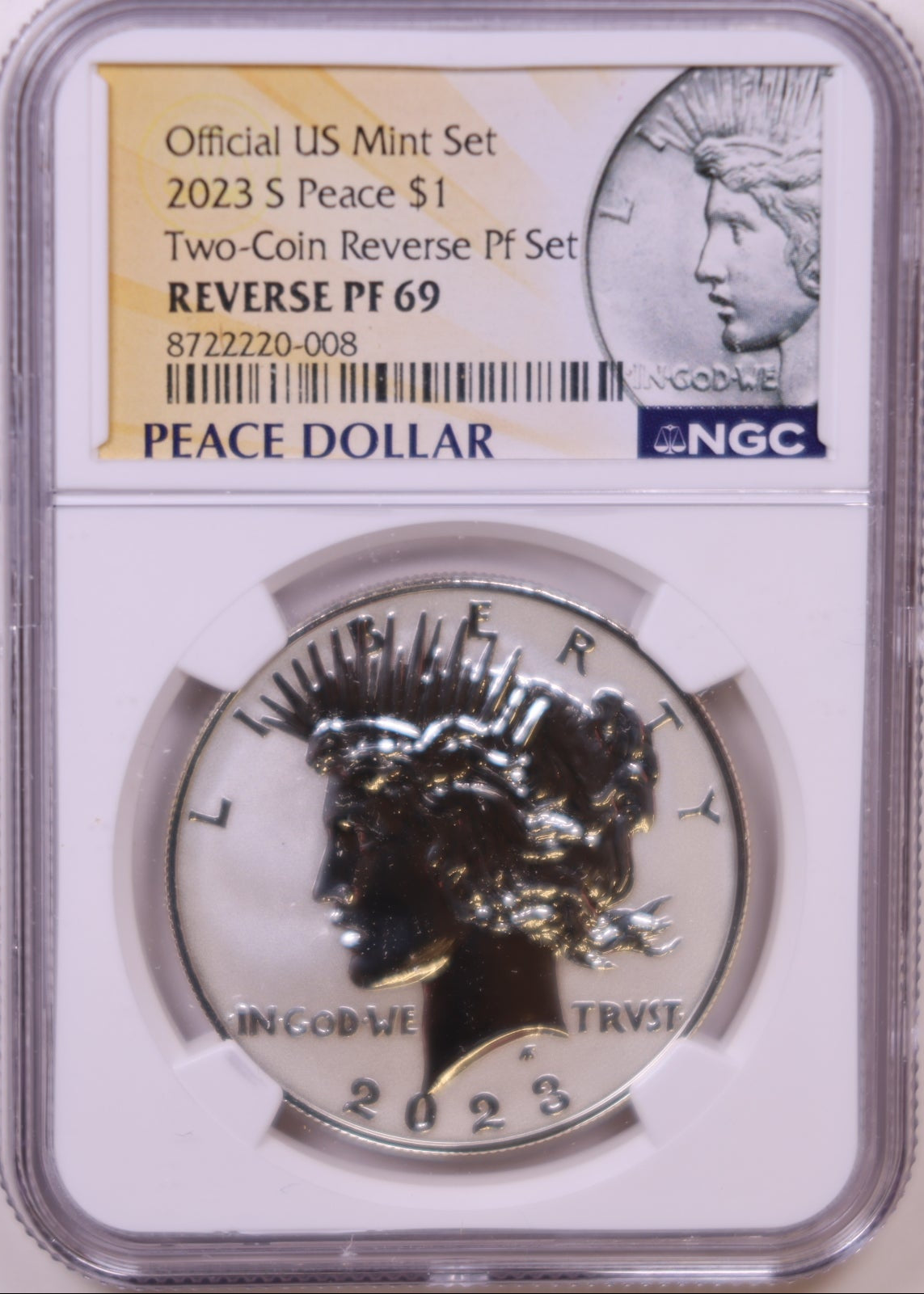 2023-S Peace Dollar, Two-Coin Reverse PF Set, NGC Reverse PF-69, Store #GMC374