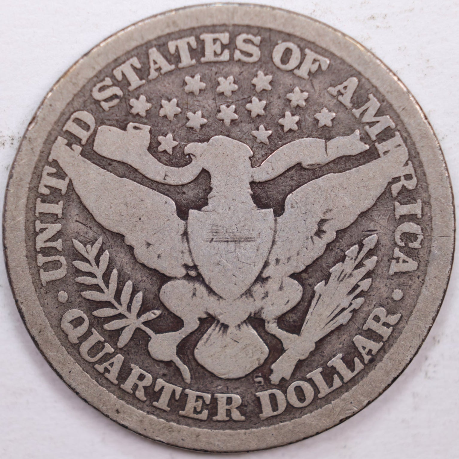 1895-S Barber Silver Quarter, Very Good Circulated Coin, Store #QR0349