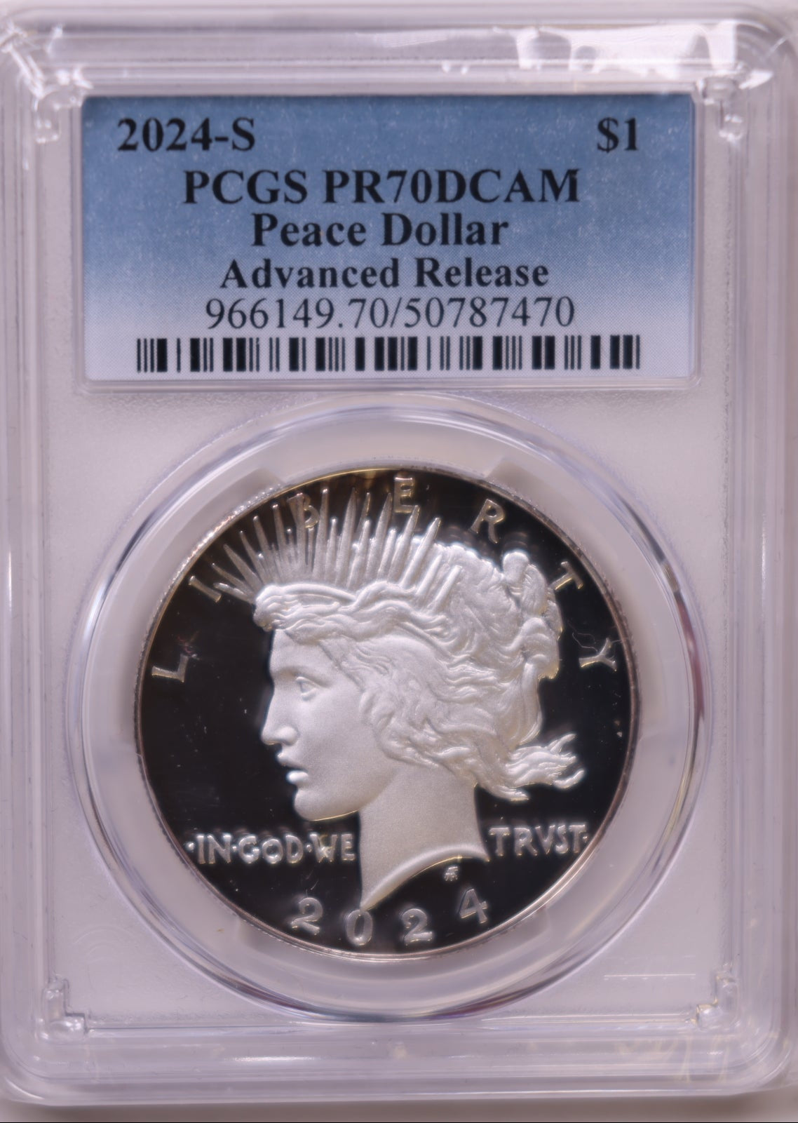 2024-S Peace Dollar, Advanced Release, NGC PF-70DCAM, Store #GMC376