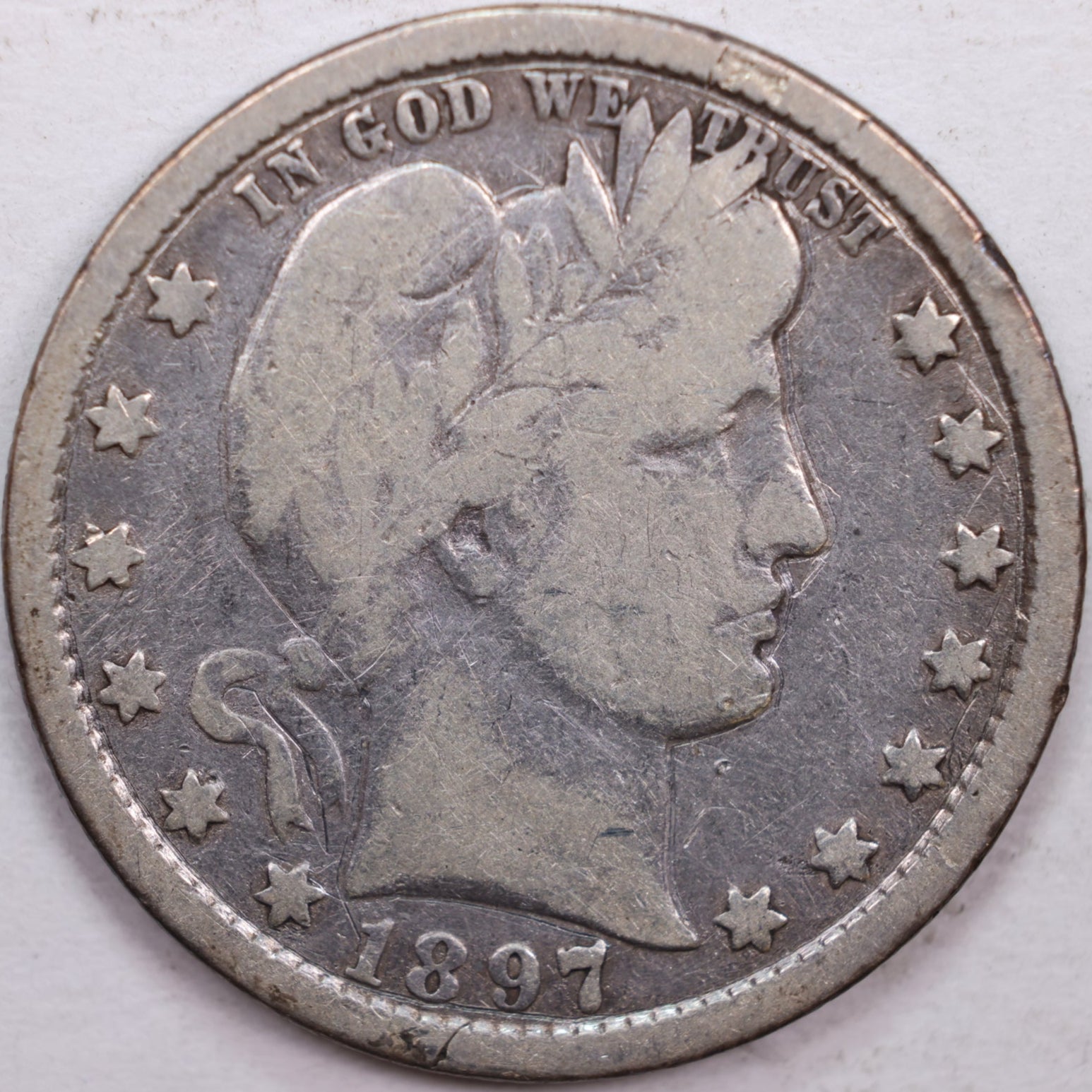 1897-O Barber Silver Quarter, Fine Circulated Coin, Store #QR0359
