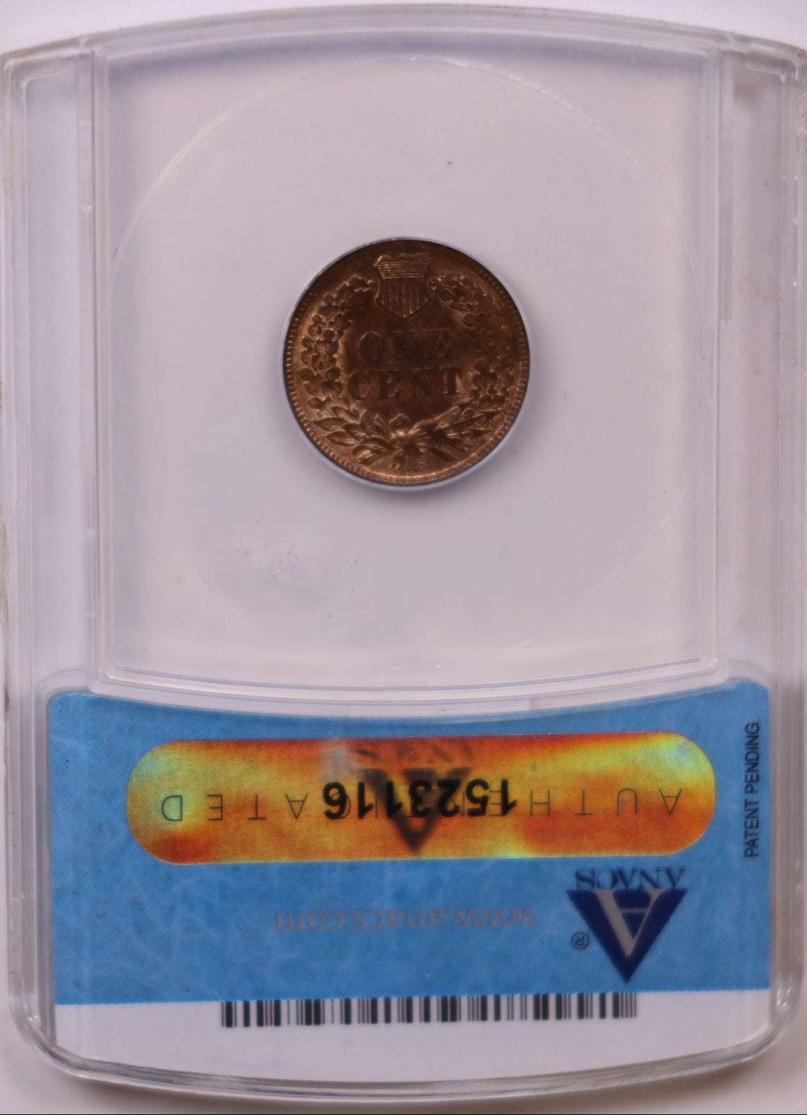 1909-S Indian Head Cent, ANACS MS-63 RB, Mint State Uncirculated Coin, Store #CT1196