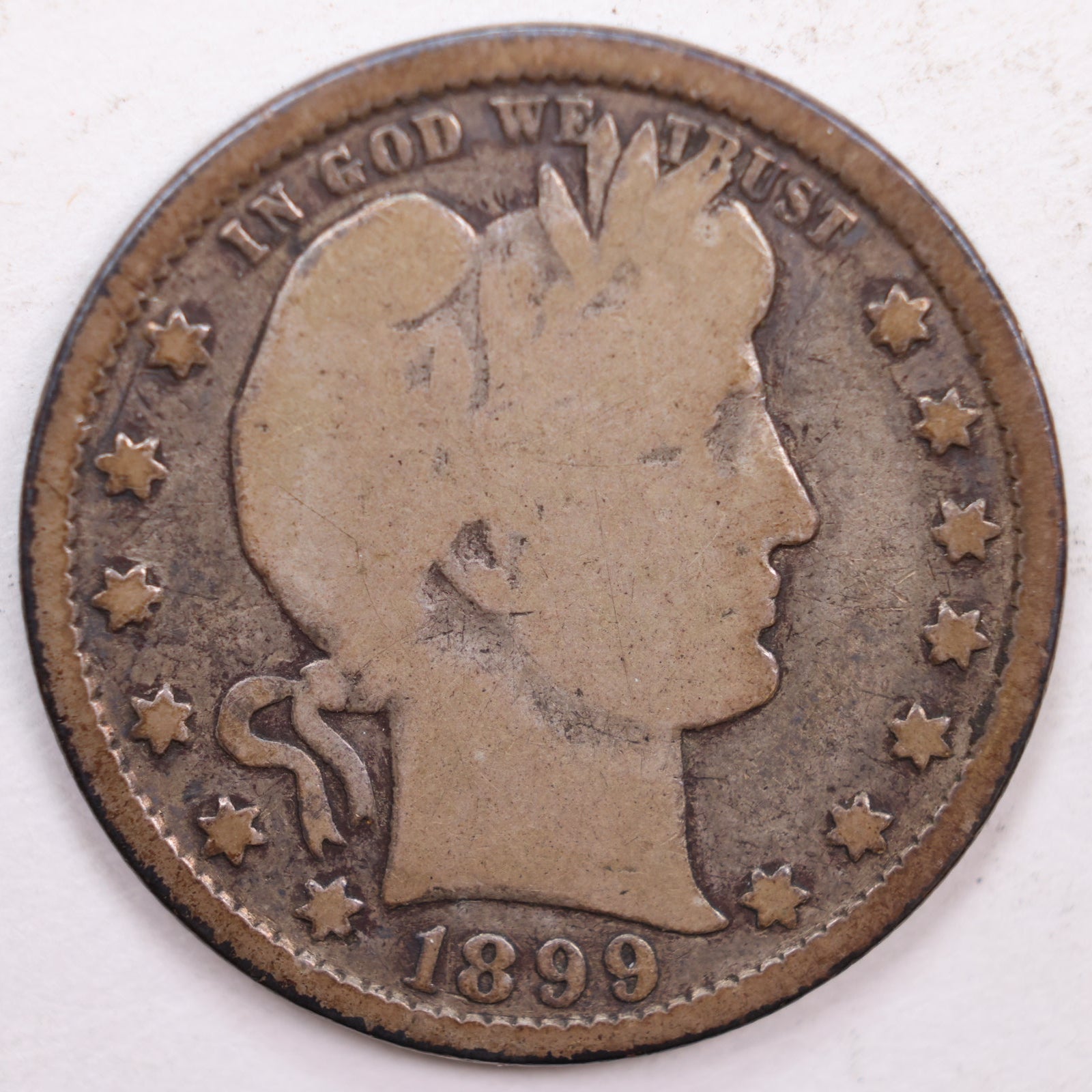 1899 Barber Quarter, Very Good Circulated Coin, Store #QR0392