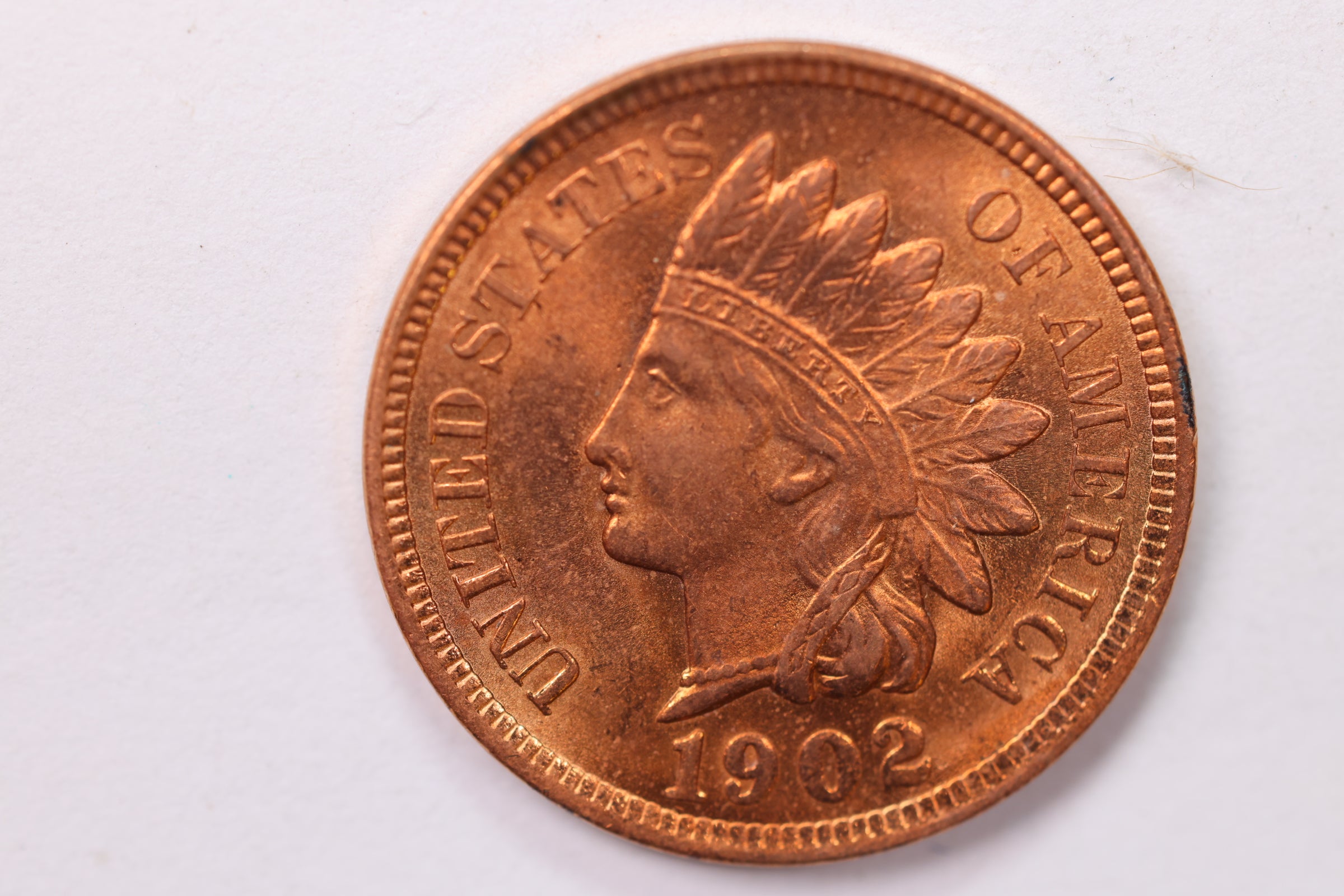 1902 Indian Head Cent., Red Mint State., Uncirculated Coin., STORE #1882