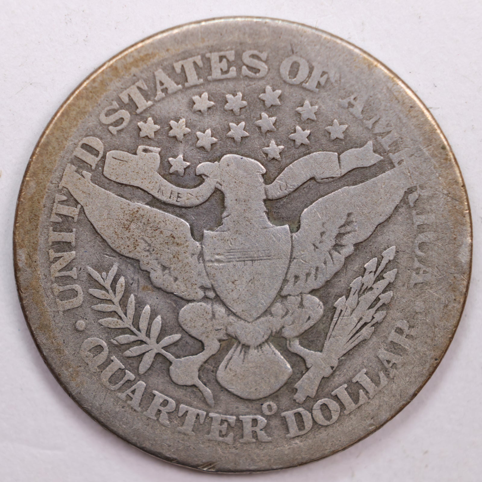 1900-O Barber Silver Quarter, About Good Circulated Coin, Store #QR0413