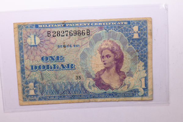 One Dollar, Military Payment Certificate, (MPC), Affordable Circulated Currency., STORE SALE #035203