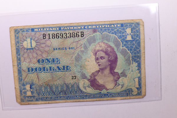 One Dollar, Military Payment Certificate, (MPC), Affordable Circulated Currency., STORE SALE #035204