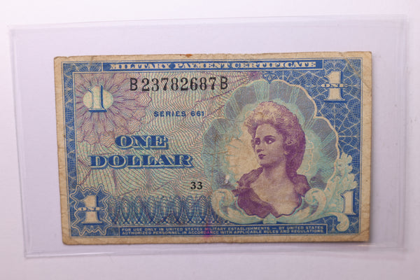 One Dollar, Military Payment Certificate, (MPC), Affordable Circulated Currency., STORE SALE #035206