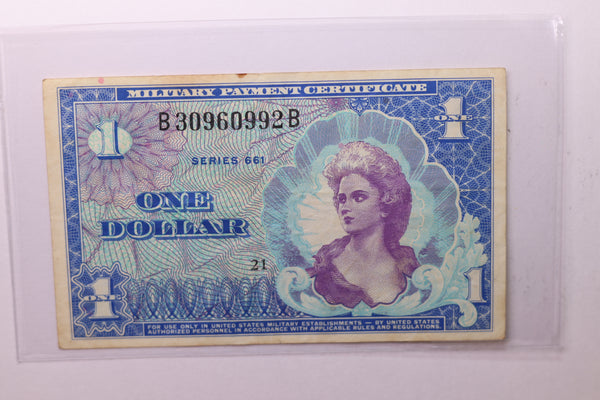 One Dollar, Military Payment Certificate, (MPC), Affordable Circulated Currency., STORE SALE #035207
