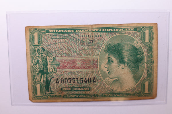 One Dollar, Military Payment Certificate, (MPC), Affordable Circulated Currency., STORE SALE #035209