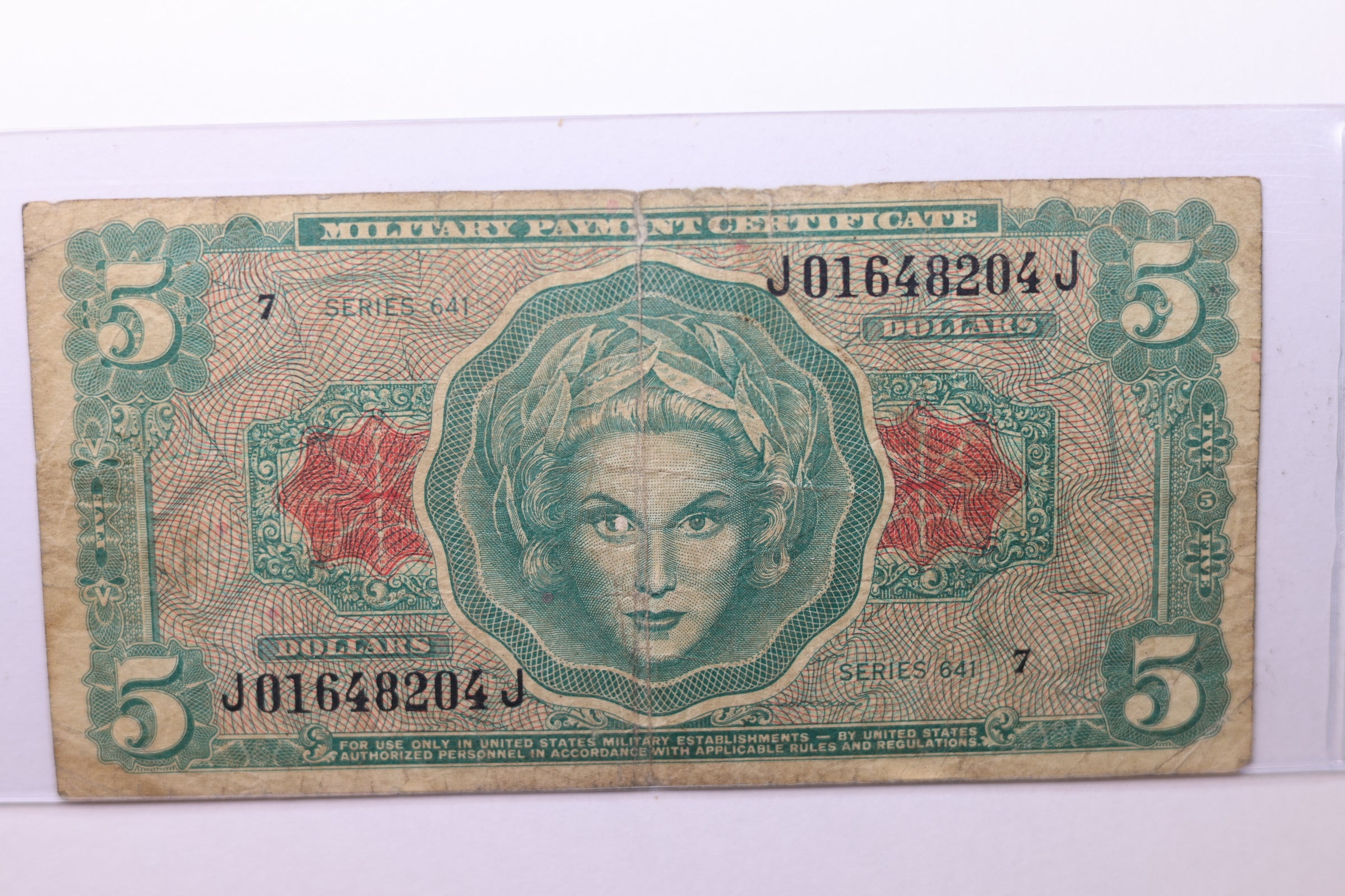 Five Dollar, Military Payment Certificate, (MPC), Affordable Circulated Currency., #35210