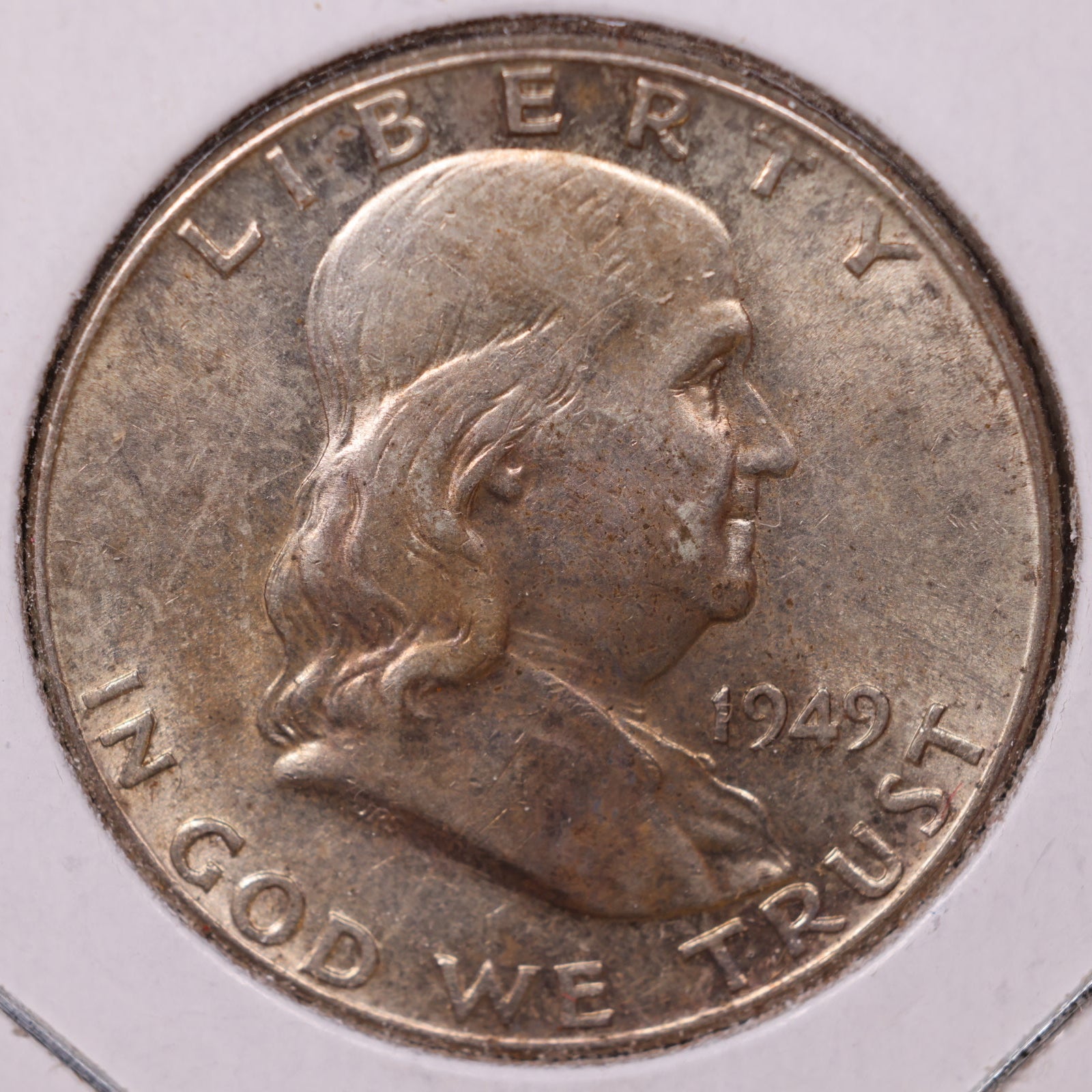 1949 Ben Franklin Half Dollar, About Uncirculated Coin, Store #HR1494
