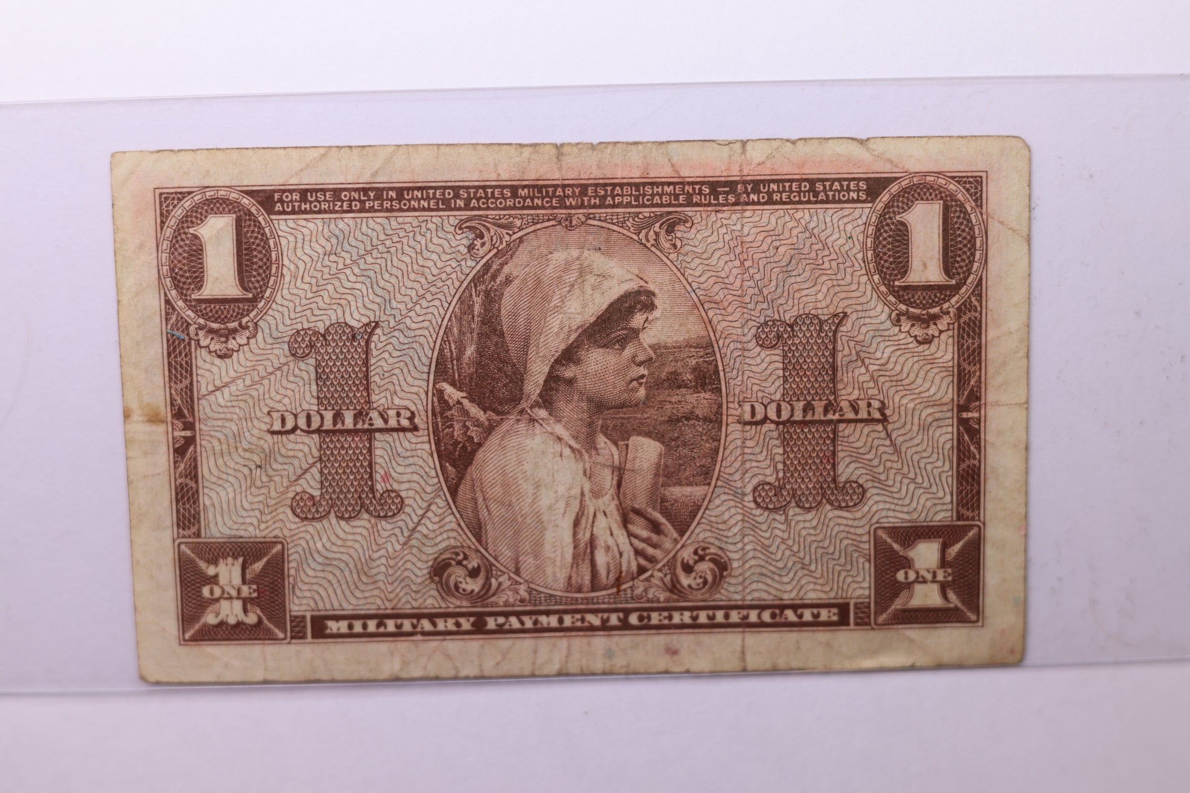 One Dollar, Military Payment Certificate, (MPC), Affordable Circulated Currency., STORE SALE #035211