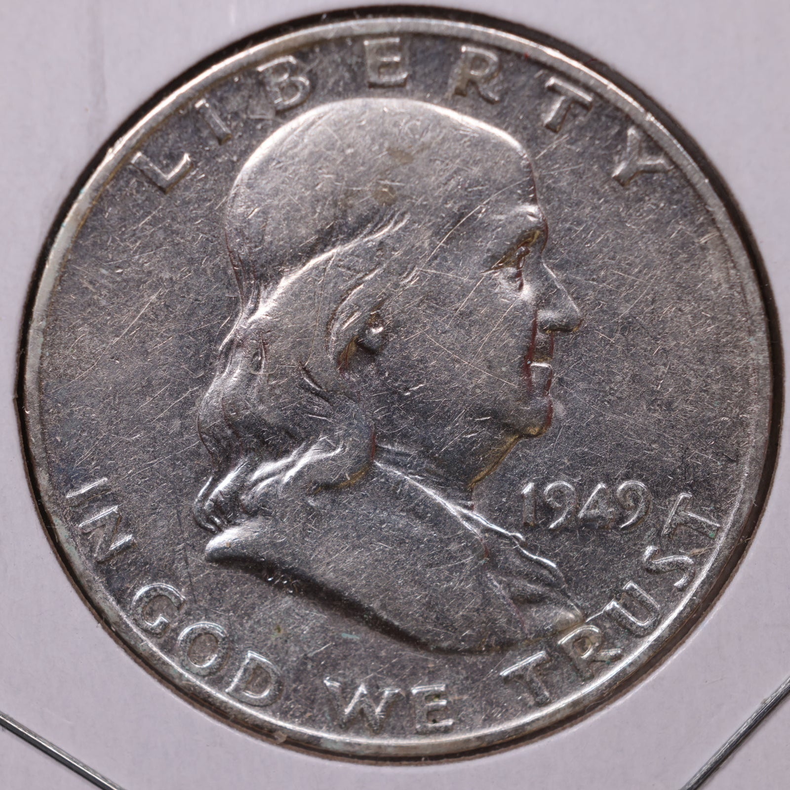 1949-D Ben Franklin Half Dollar,Cleaned, Good Circulated Coin, Store #HR1511