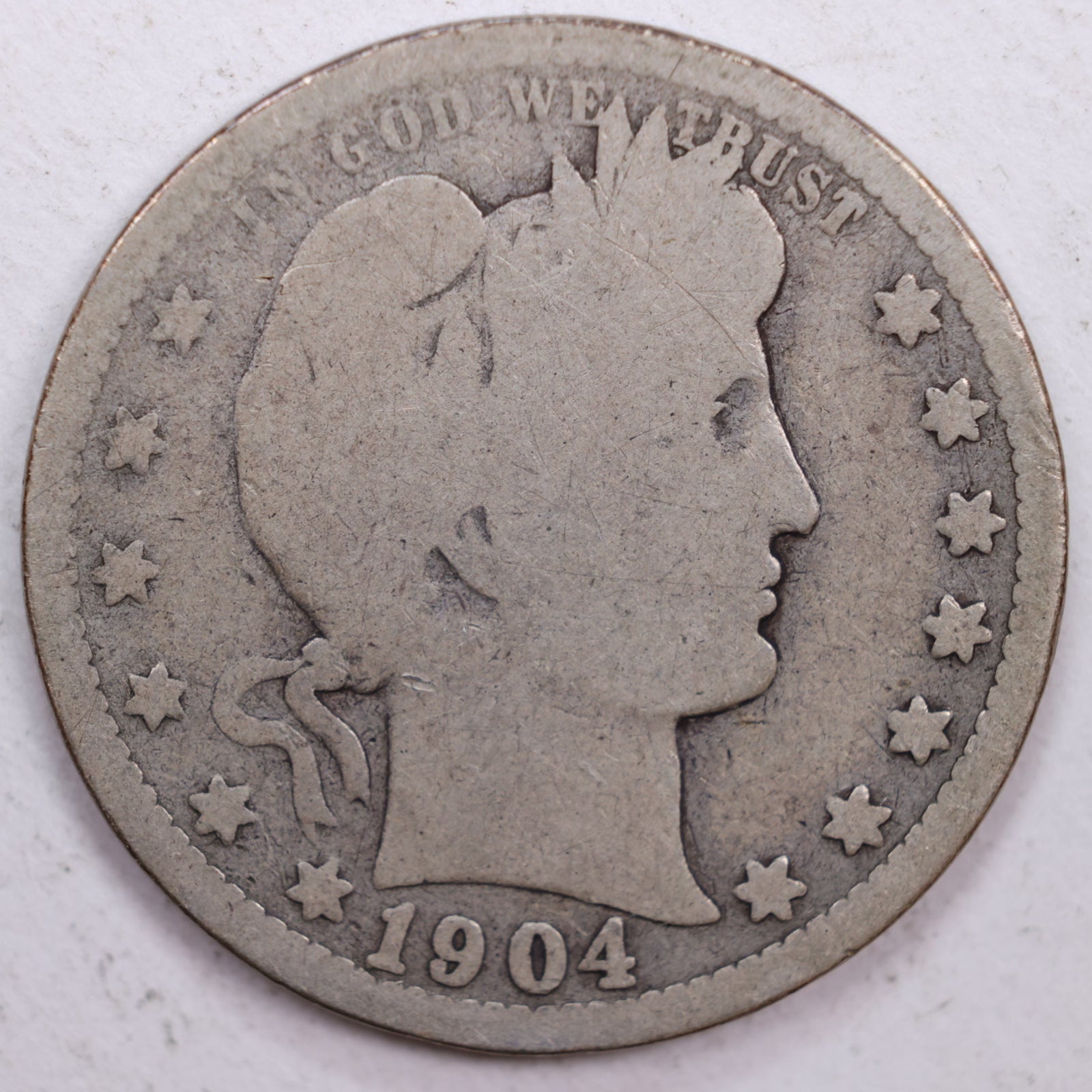 1904-O Barber Quarter, Good Circulated Coin, Store #QR0451